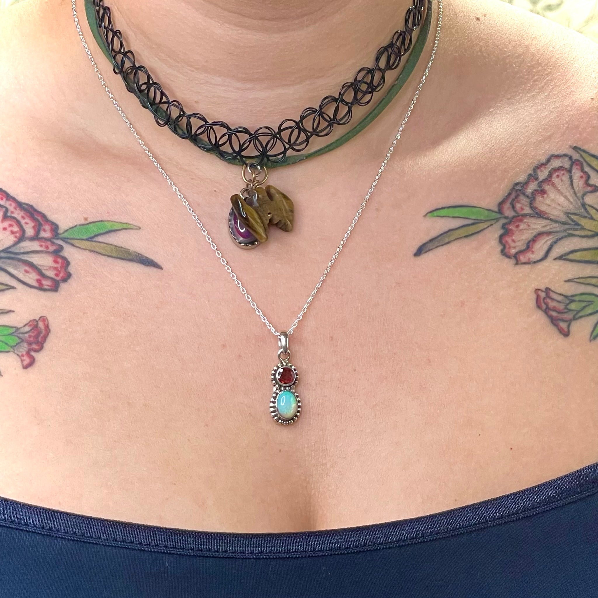 Garnet and Ethiopian Opal Pendant