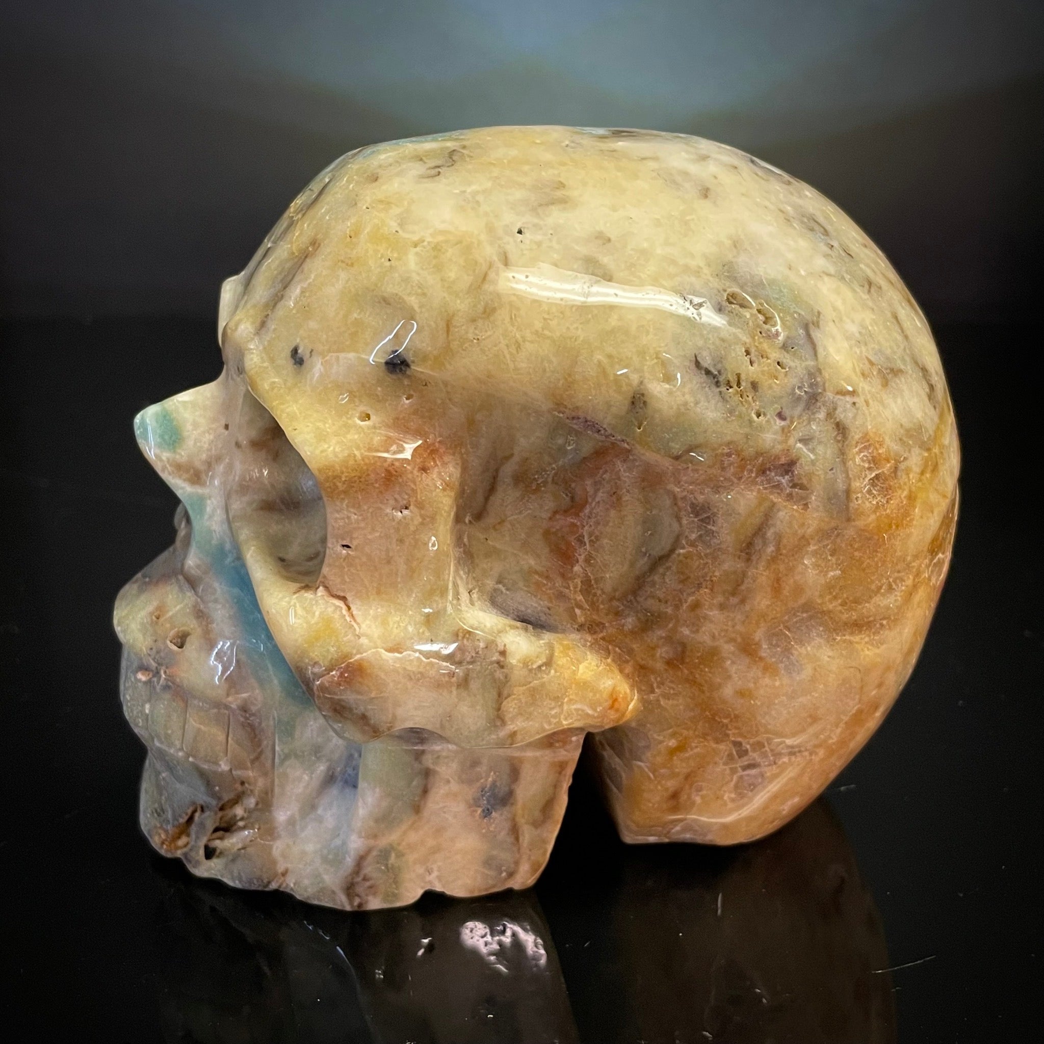 Blue Aragonite Skull