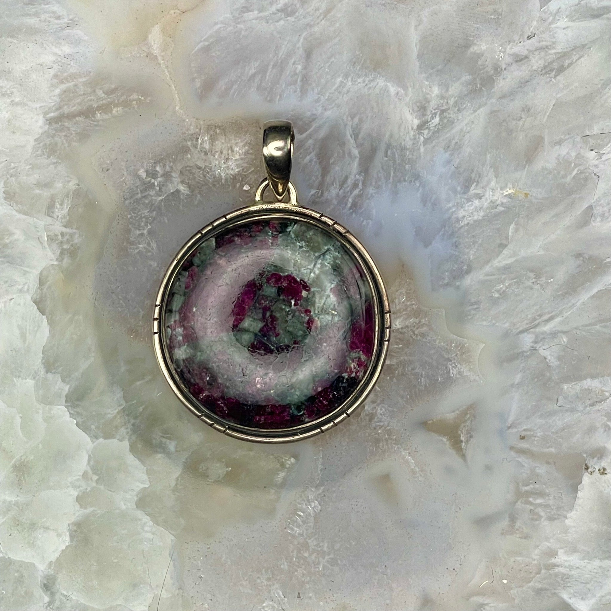 Round Eudialyte Pendant Sterling Silver