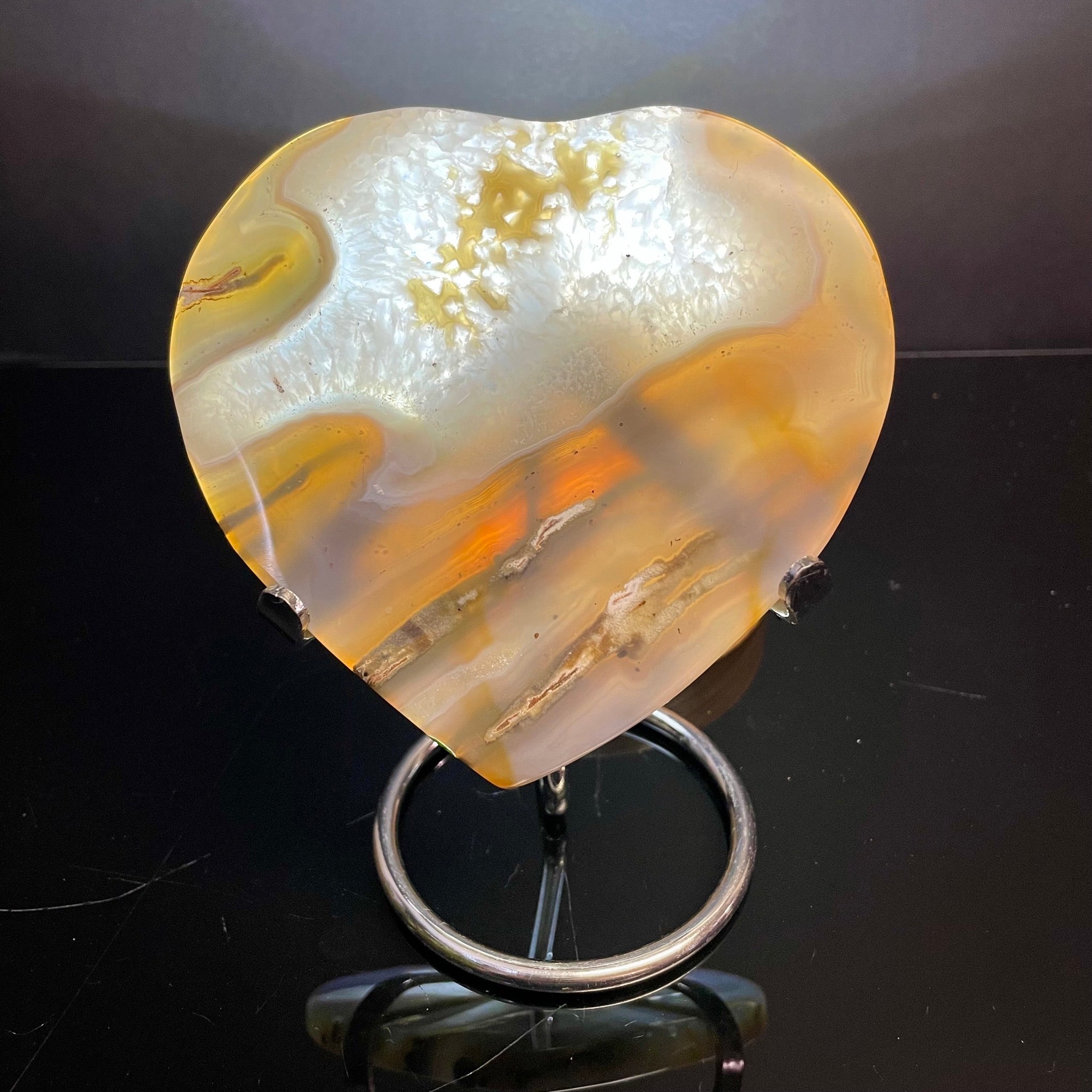 Agate Heart on Stand