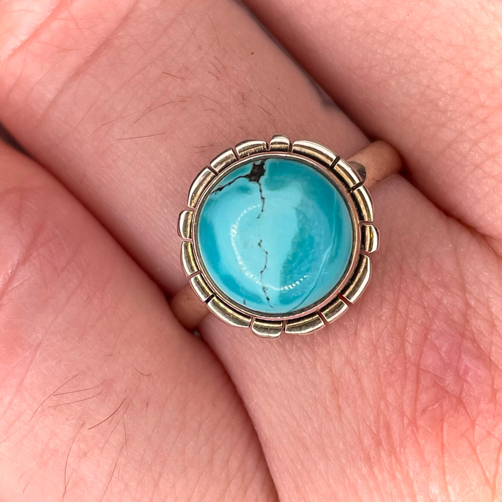 Round Turquoise Ring Sterling Silver