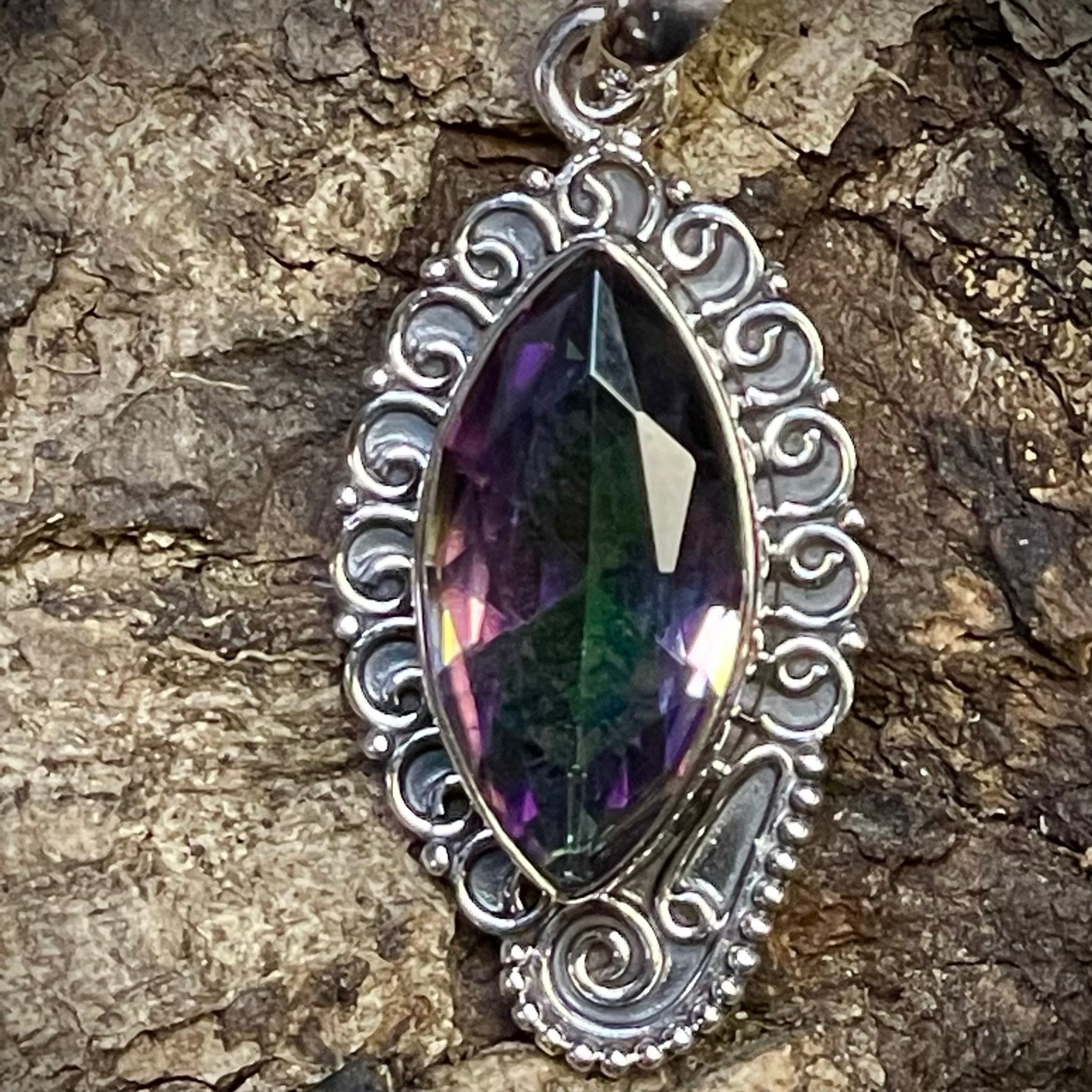 Mystic Quartz Pendant Sterling Silver