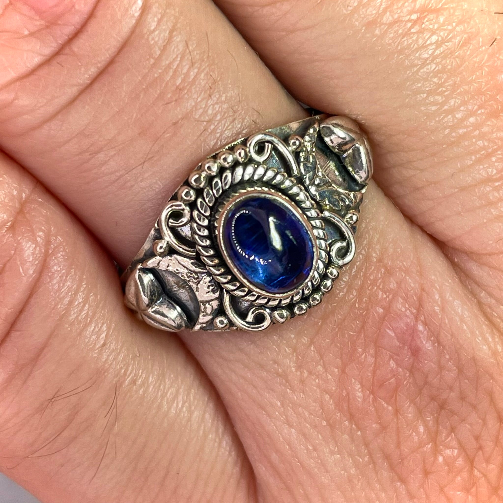 Oval Blue Kyanite Ring Sterling Silver