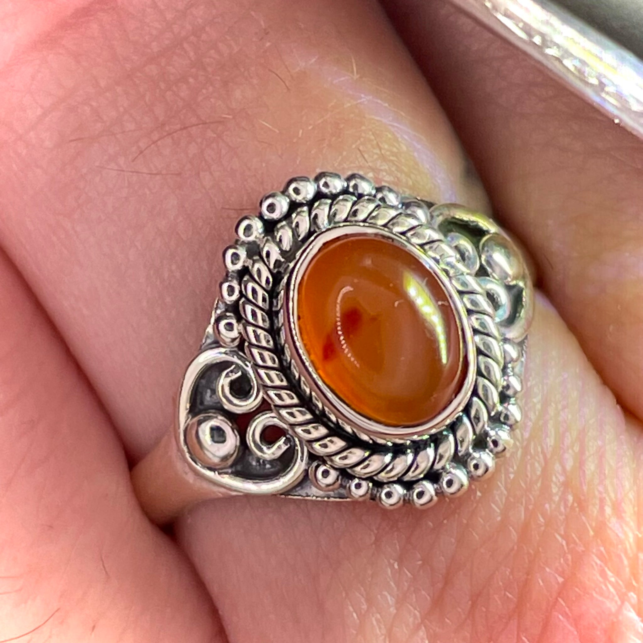 Oval Carnelian Ring Sterling Silver