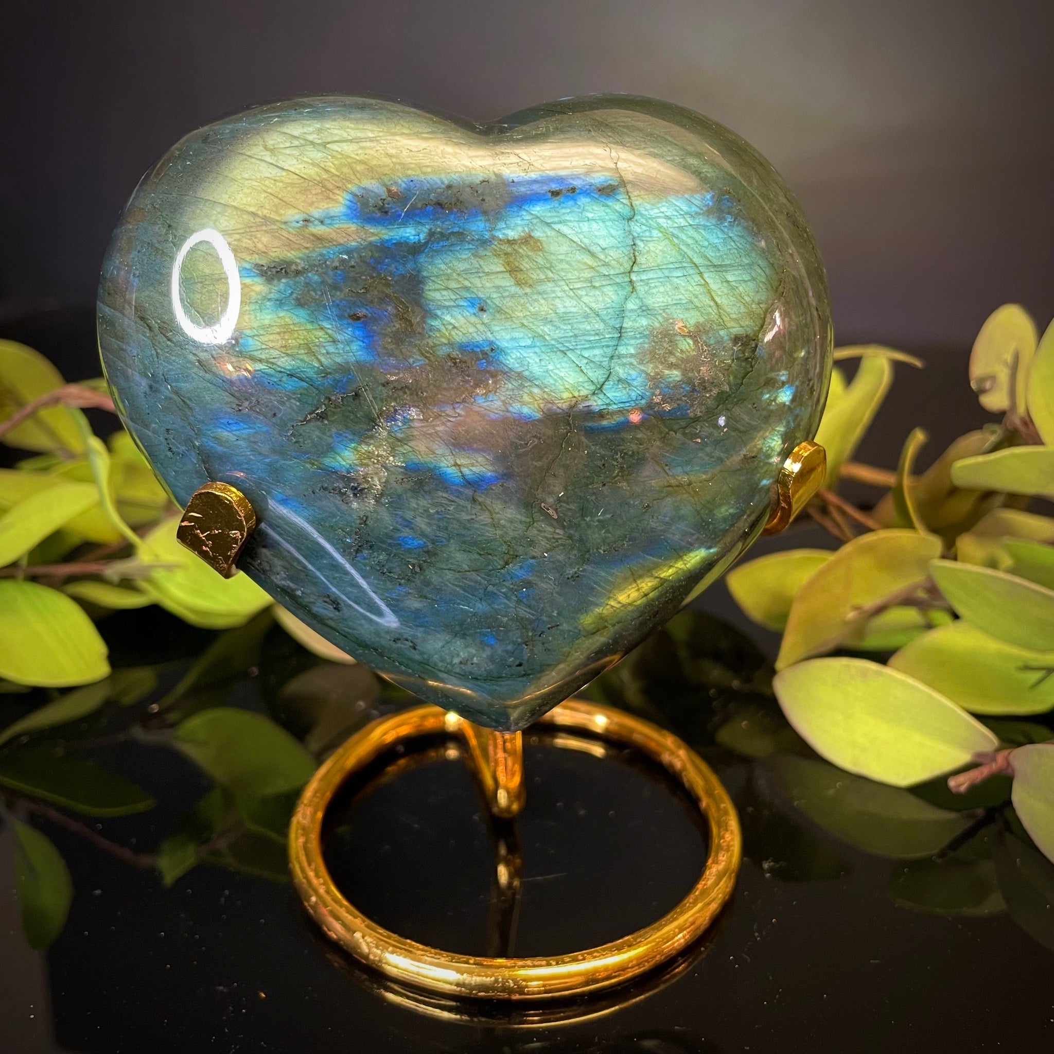 Labradorite Heart on Stand