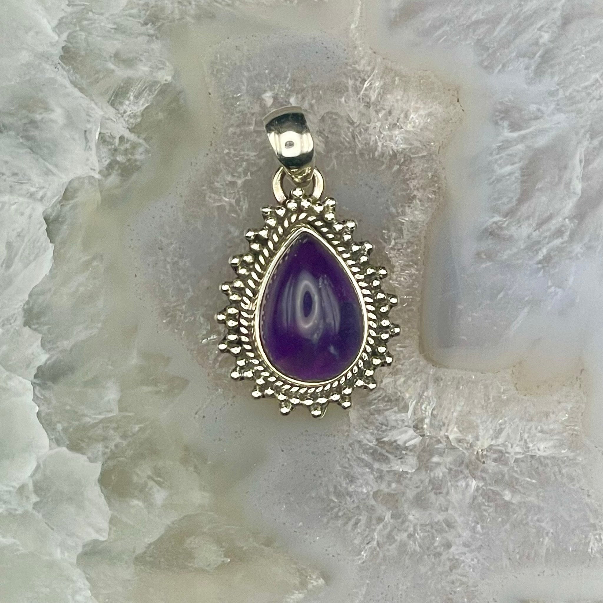 Teardrop Amethyst Pendant Sterling Silver