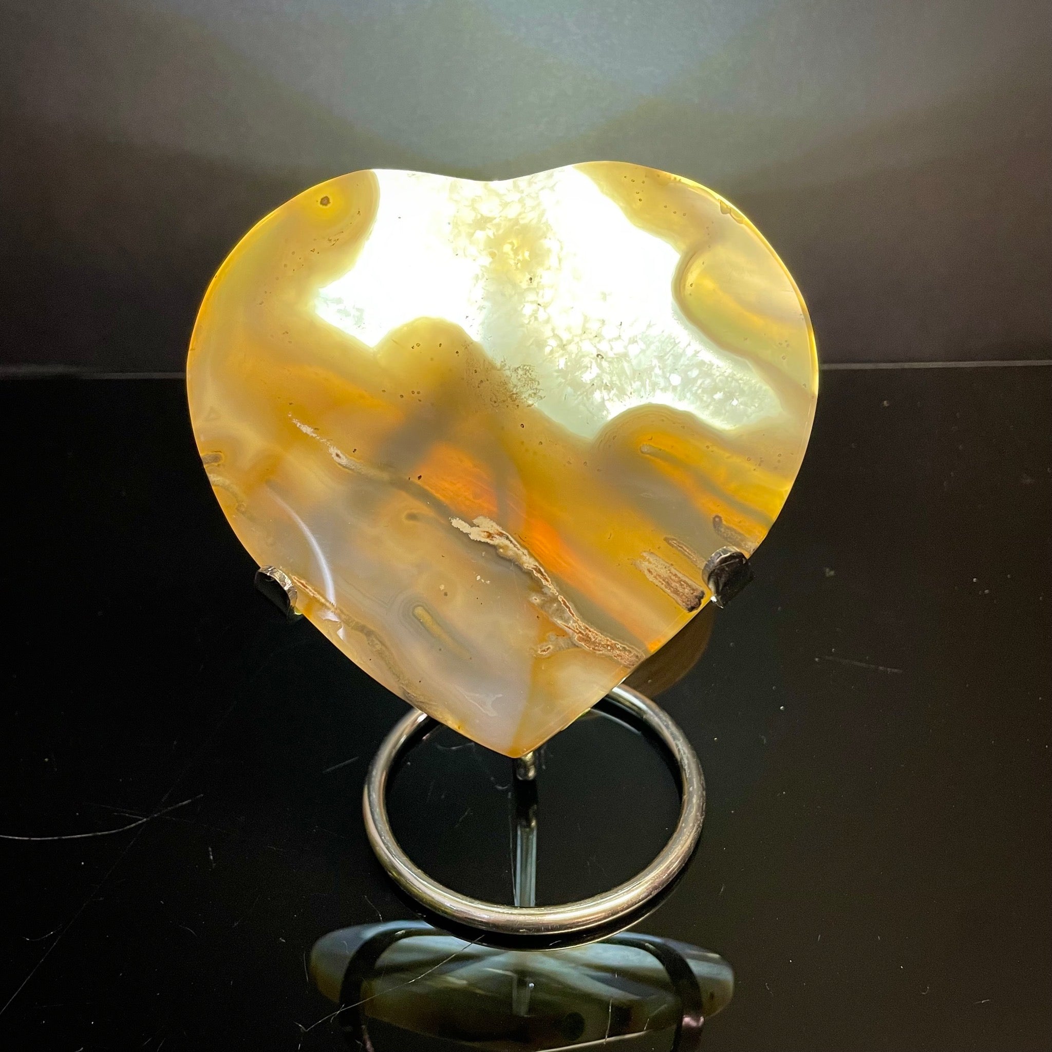 Agate Heart on Stand