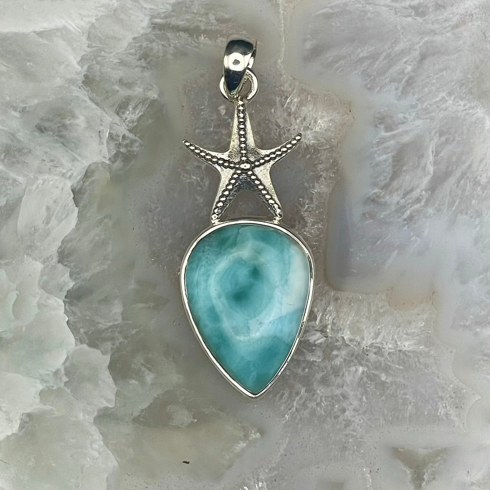 Larimar Starfish Pendant Sterling Silver