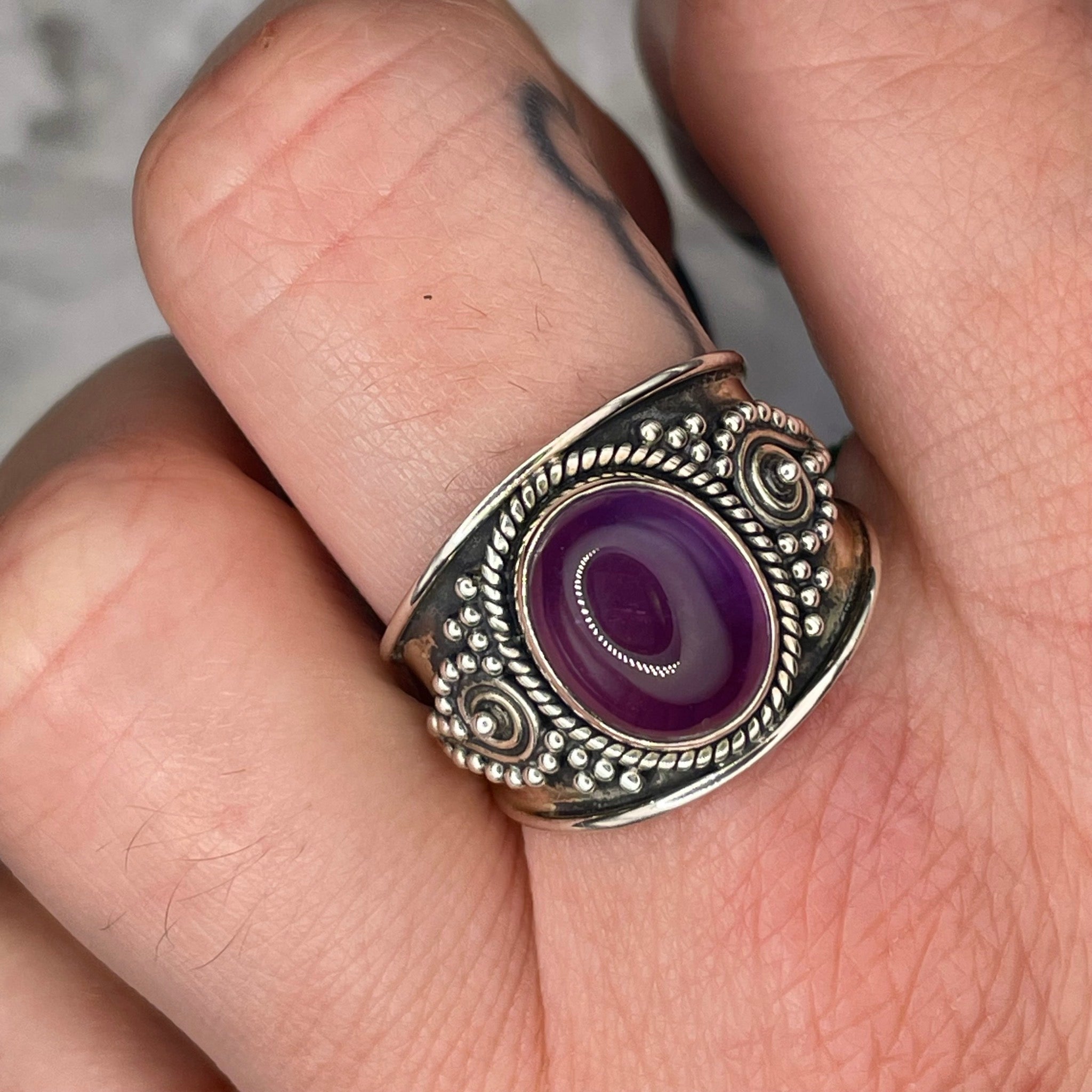 Oval Amethyst Ring Sterling Silver