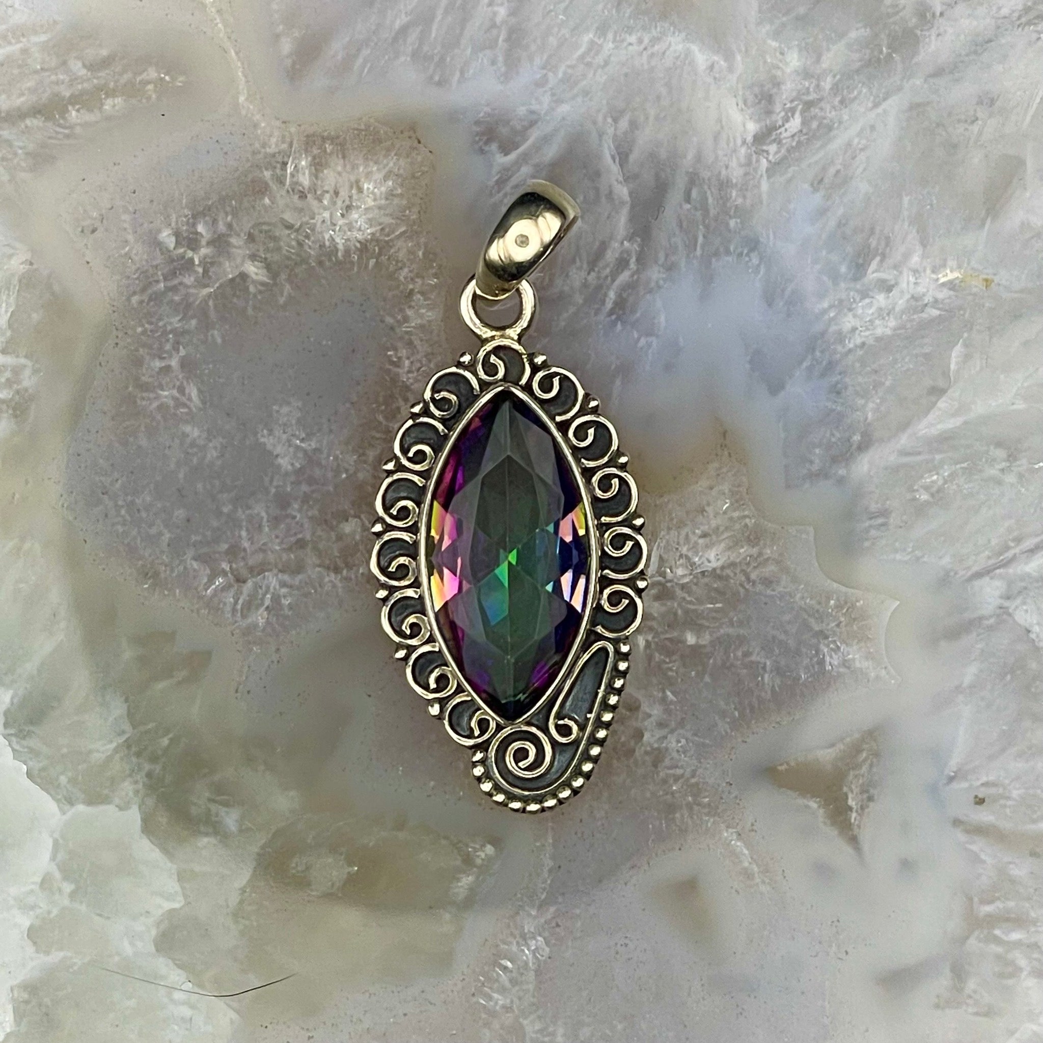 Mystic Quartz Pendant Sterling Silver