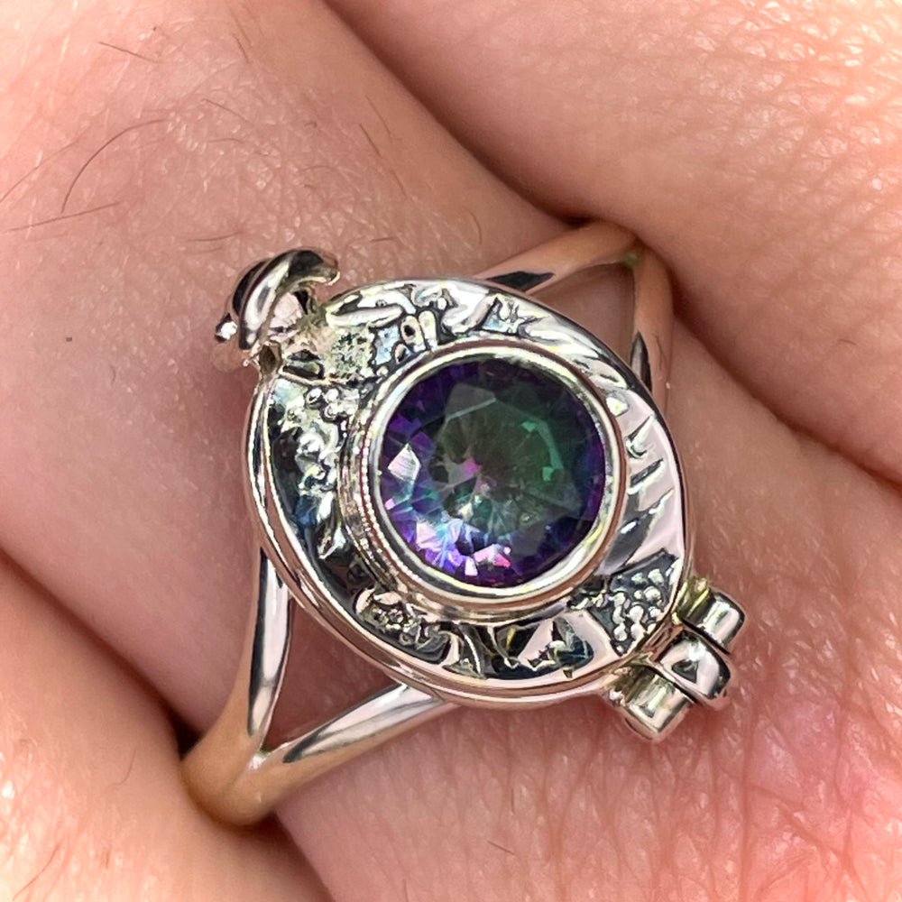 Mystic Quartz Poison Ring Sterling Silver