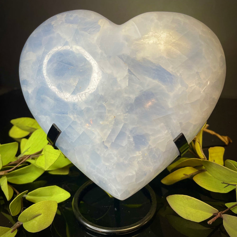 Blue Calcite Heart on Stand