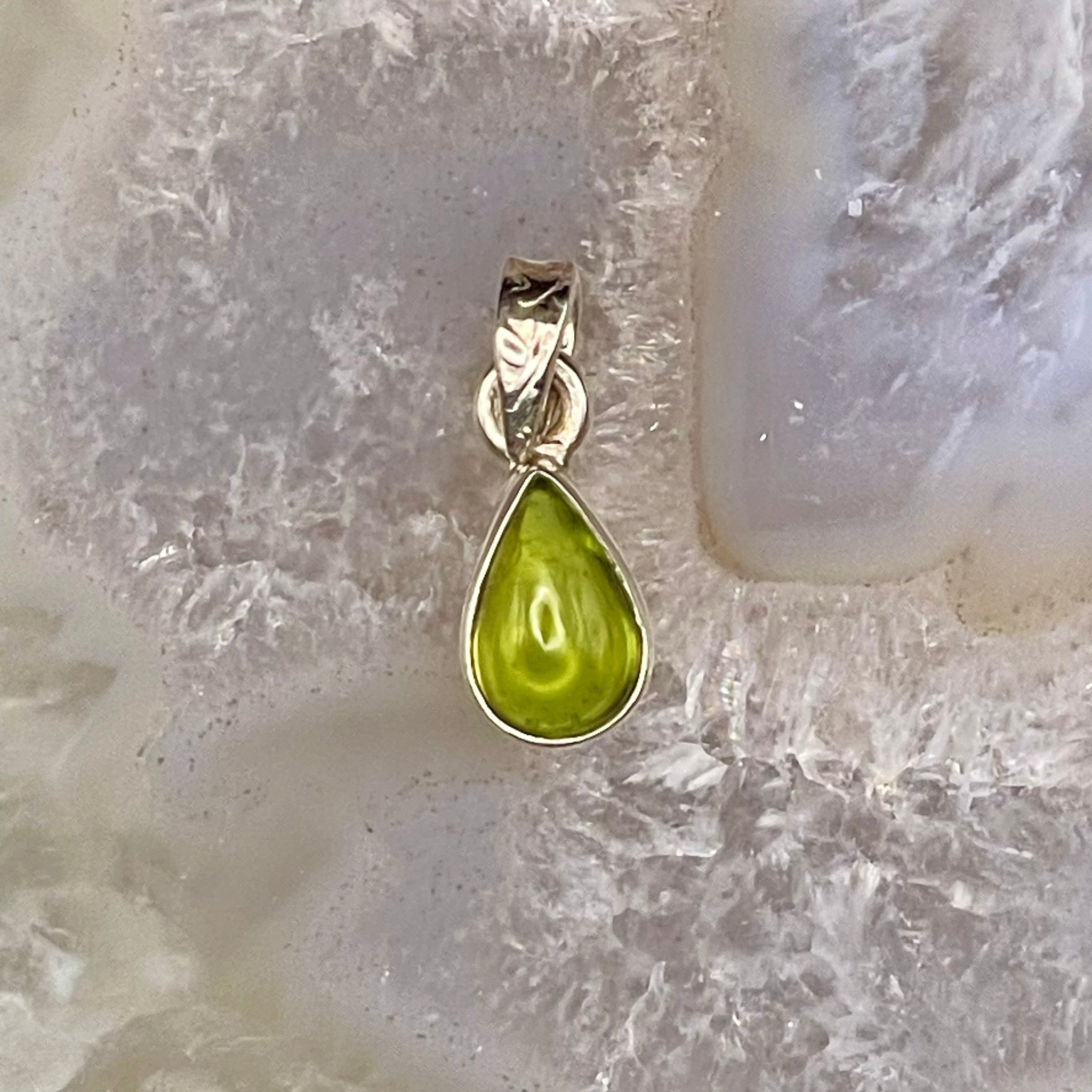 Teardrop Peridot Pendant Sterling Silver