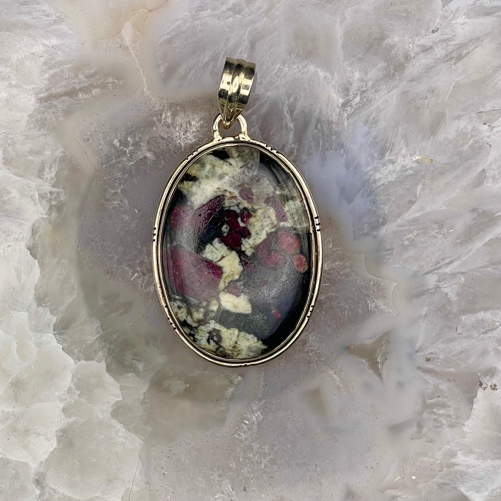 Oval Eudialyte Pendant Sterling Silver