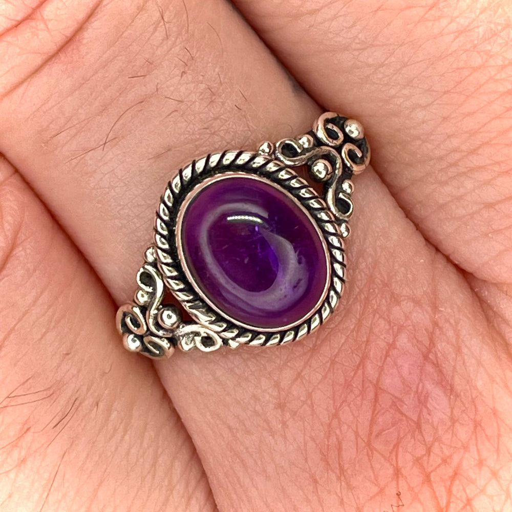 Oval Amethyst Ring Sterling Silver