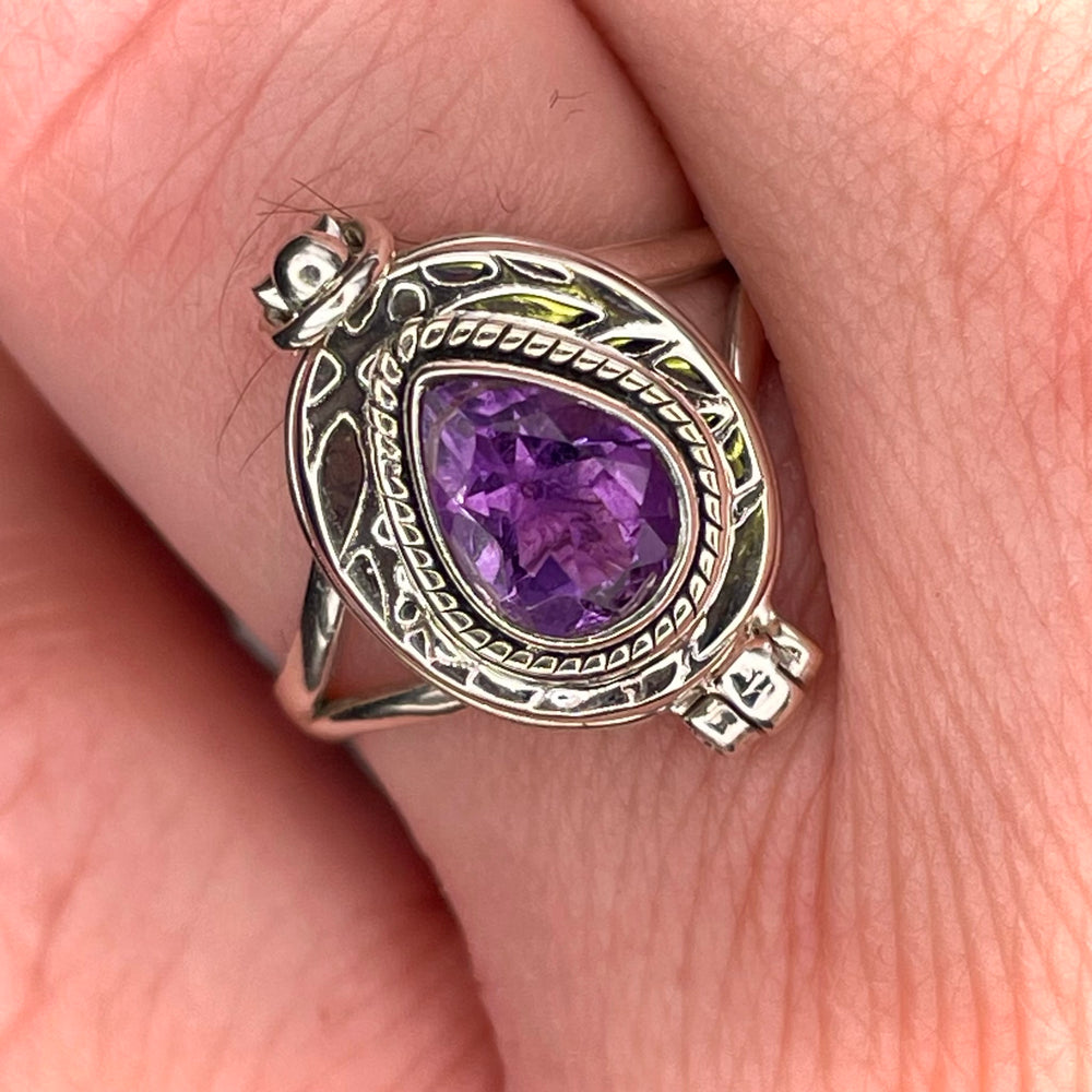 Amethyst Poison Ring Sterling Silver