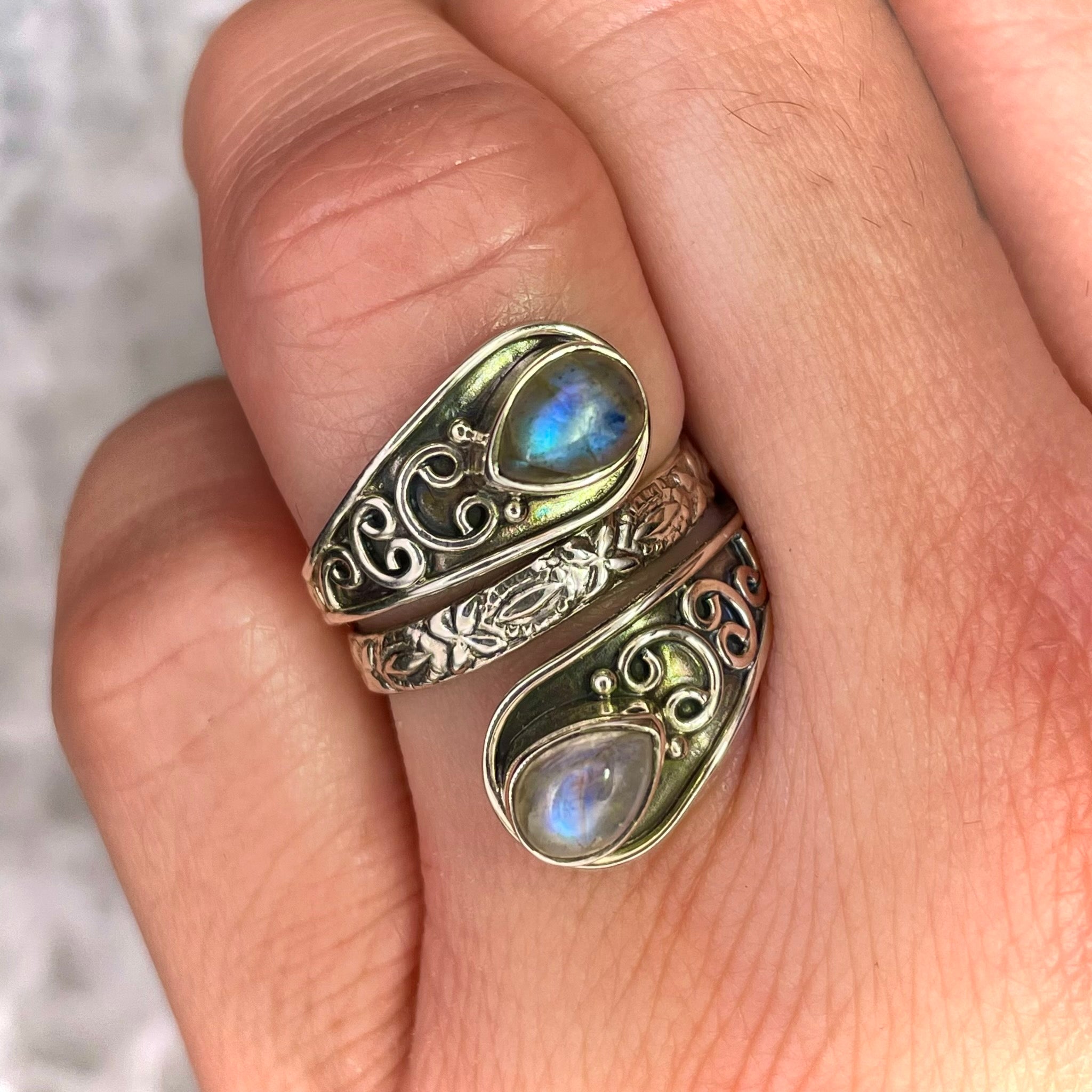 Double Labradorite Ring Sterling Silver