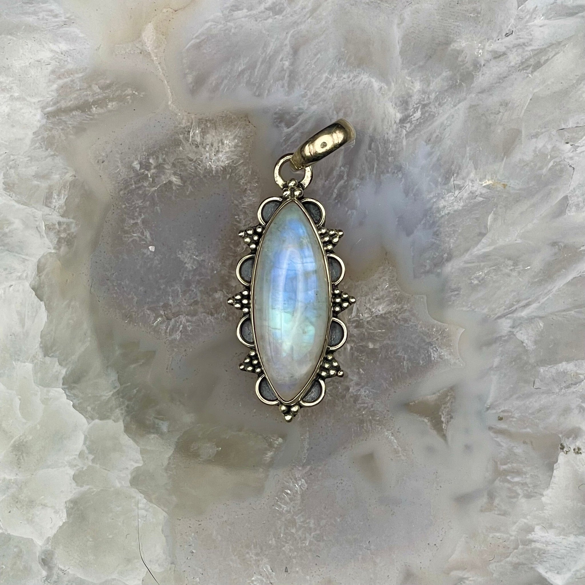 Oval Moonstone Pendant Sterling Silver