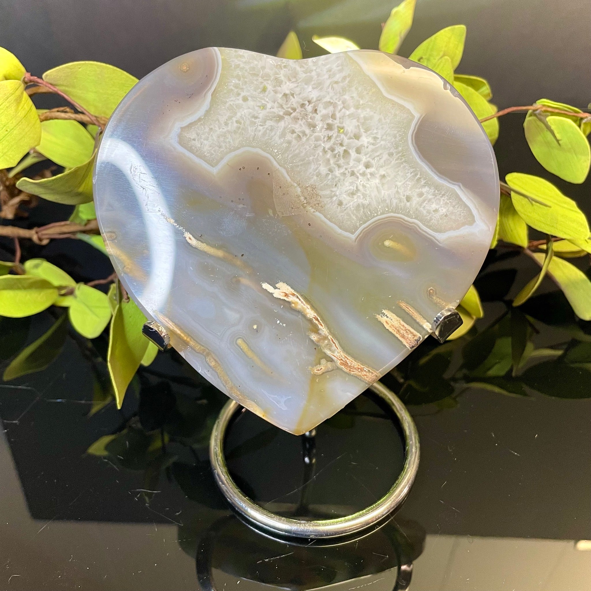 Agate Heart on Stand