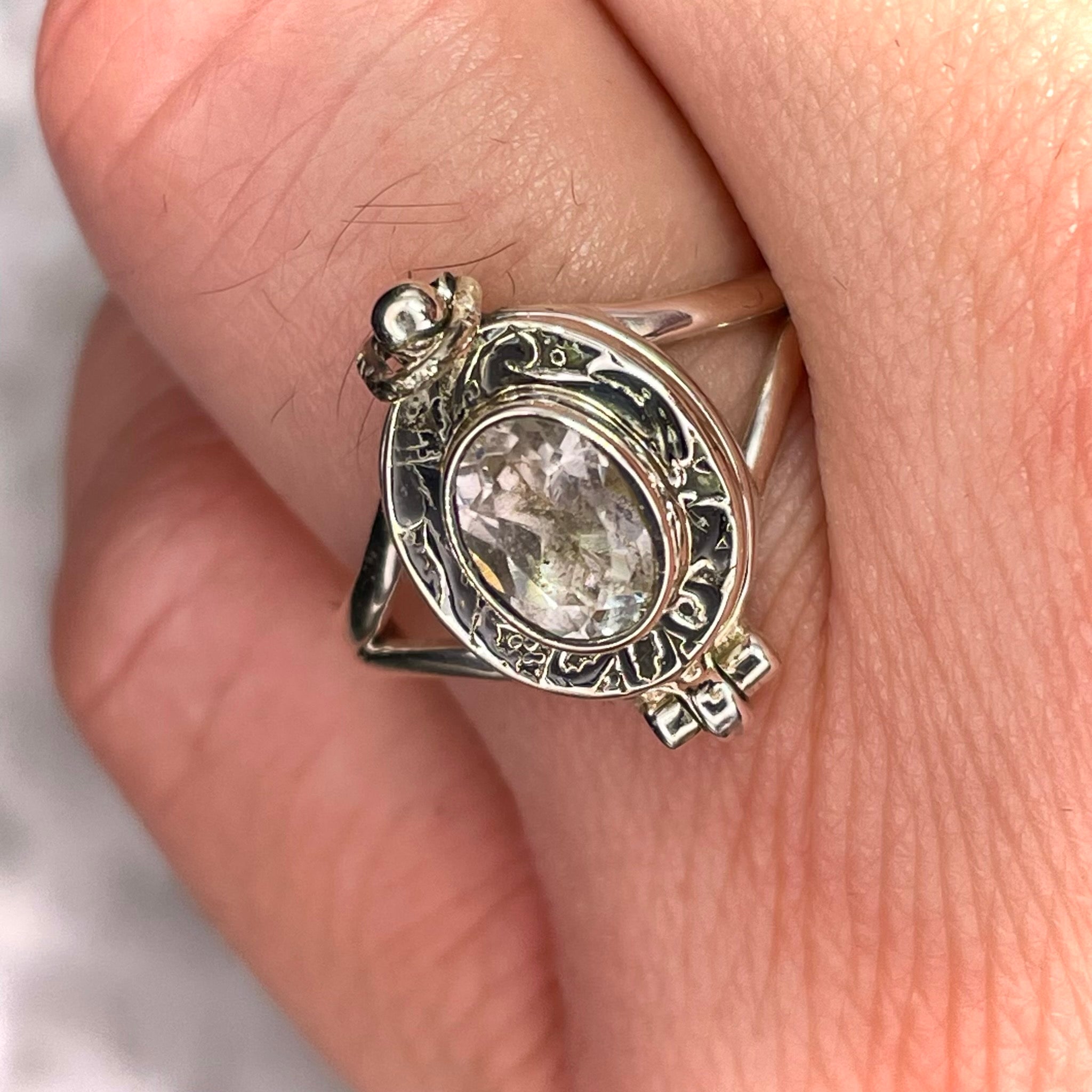 Quartz Poison Ring Sterling Silver