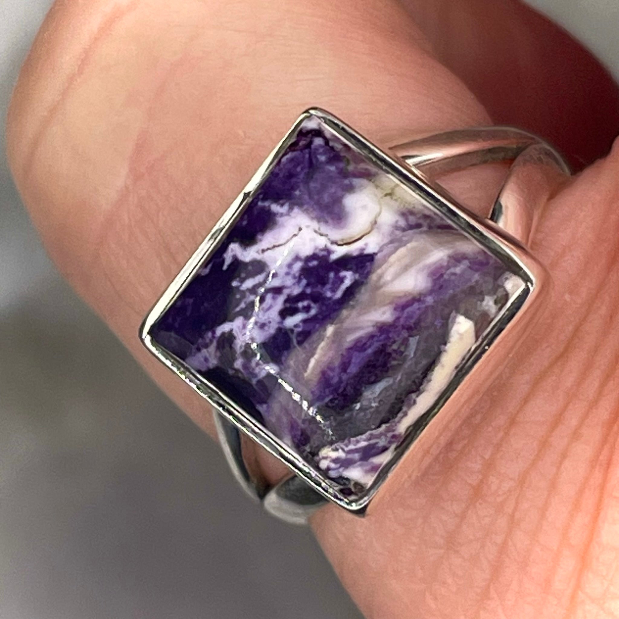 Square Tiffany Stone Ring Sterling Silver