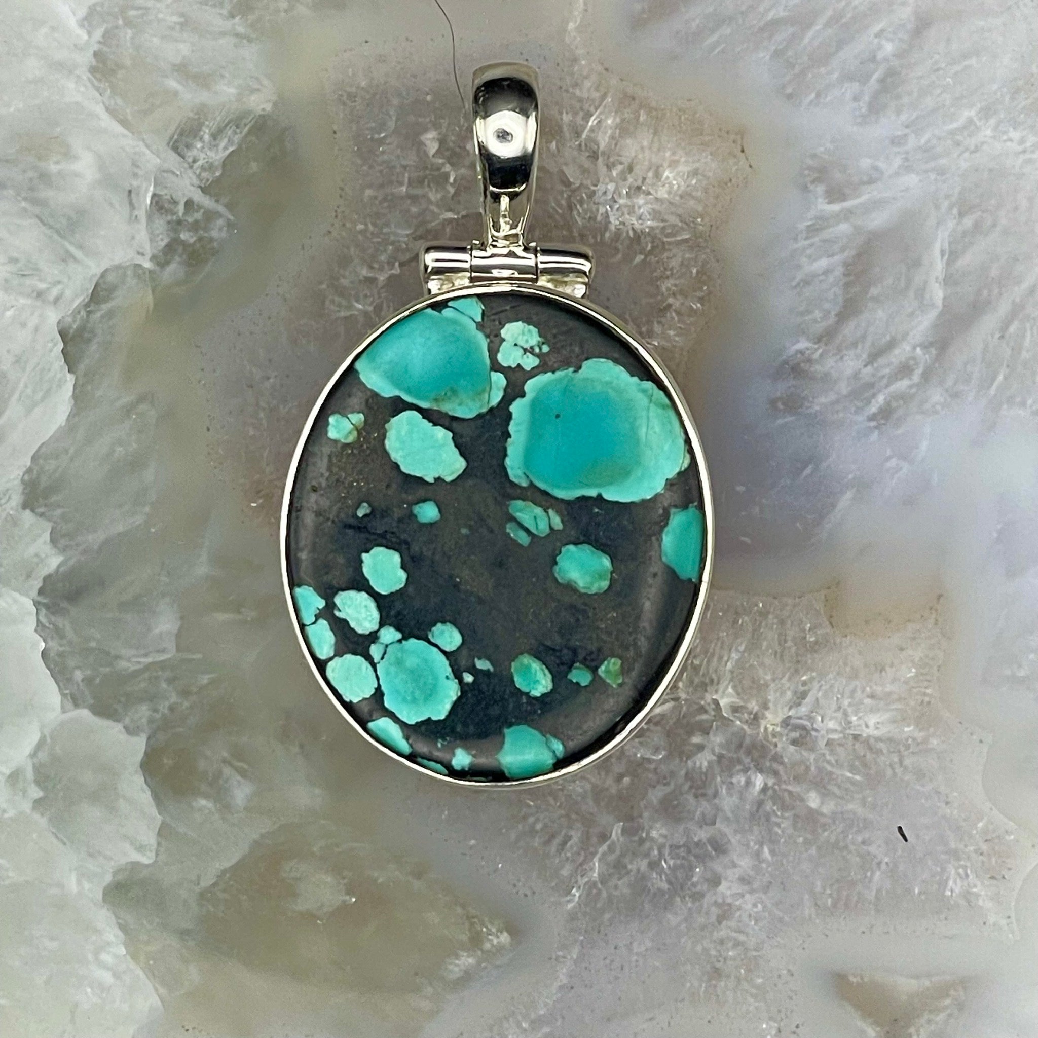 Oval Turquoise Pendant Sterling Silver