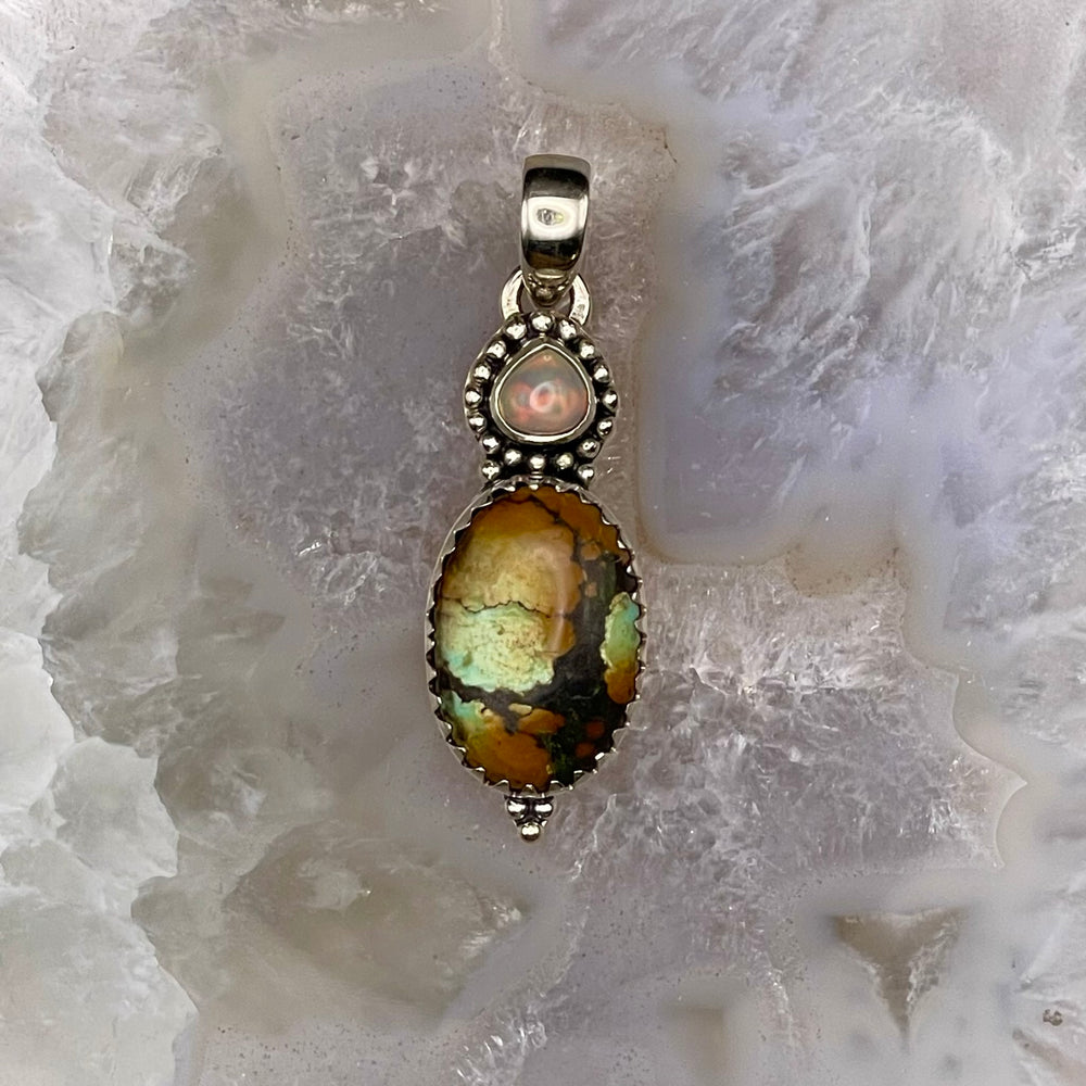 Opal and Turquoise Pendant Sterling Silver