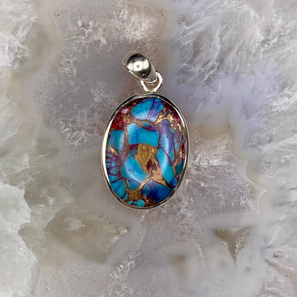 Oval Mohave Copper Turquoise Pendant Sterling Silver