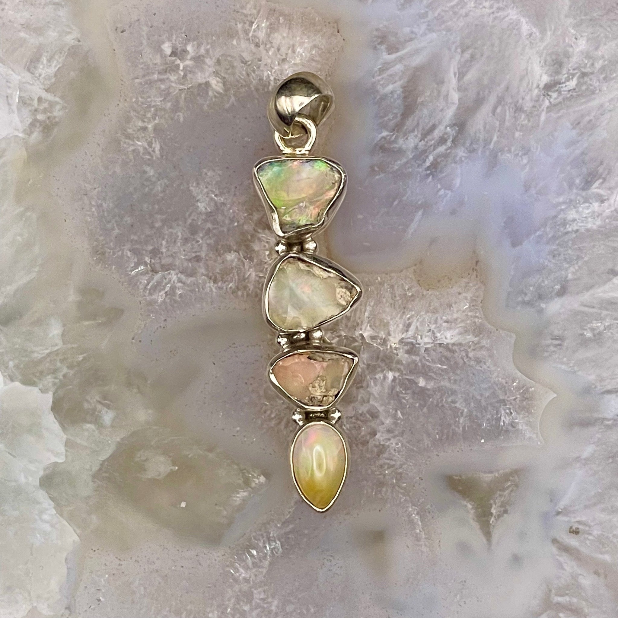 4 Stone Opal Pendant Sterling Silver