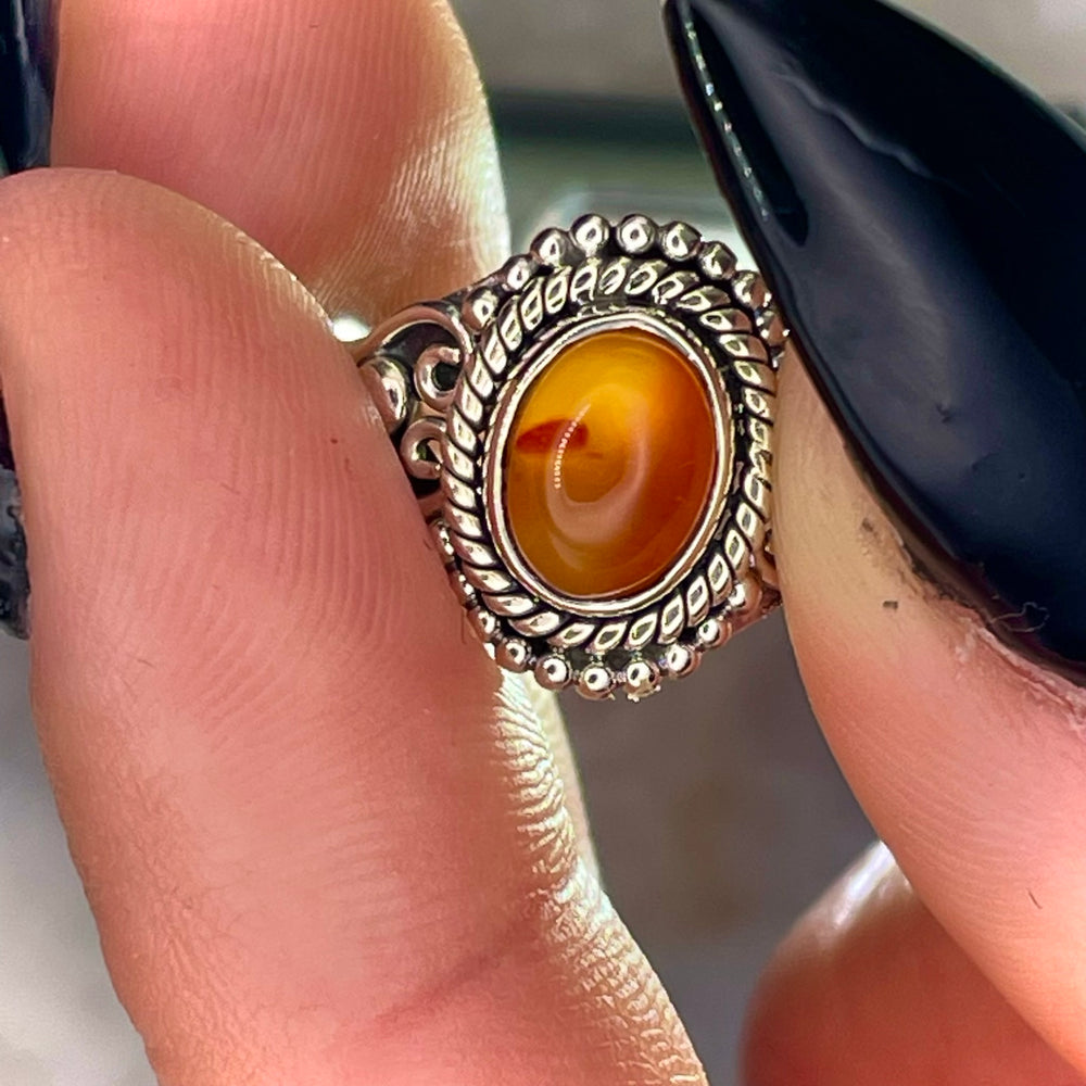 Oval Carnelian Ring Sterling Silver