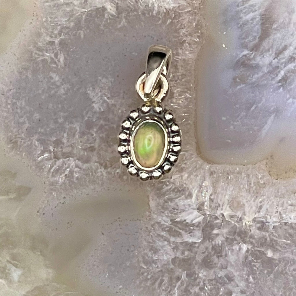 Oval Opal Pendant Sterling Silver