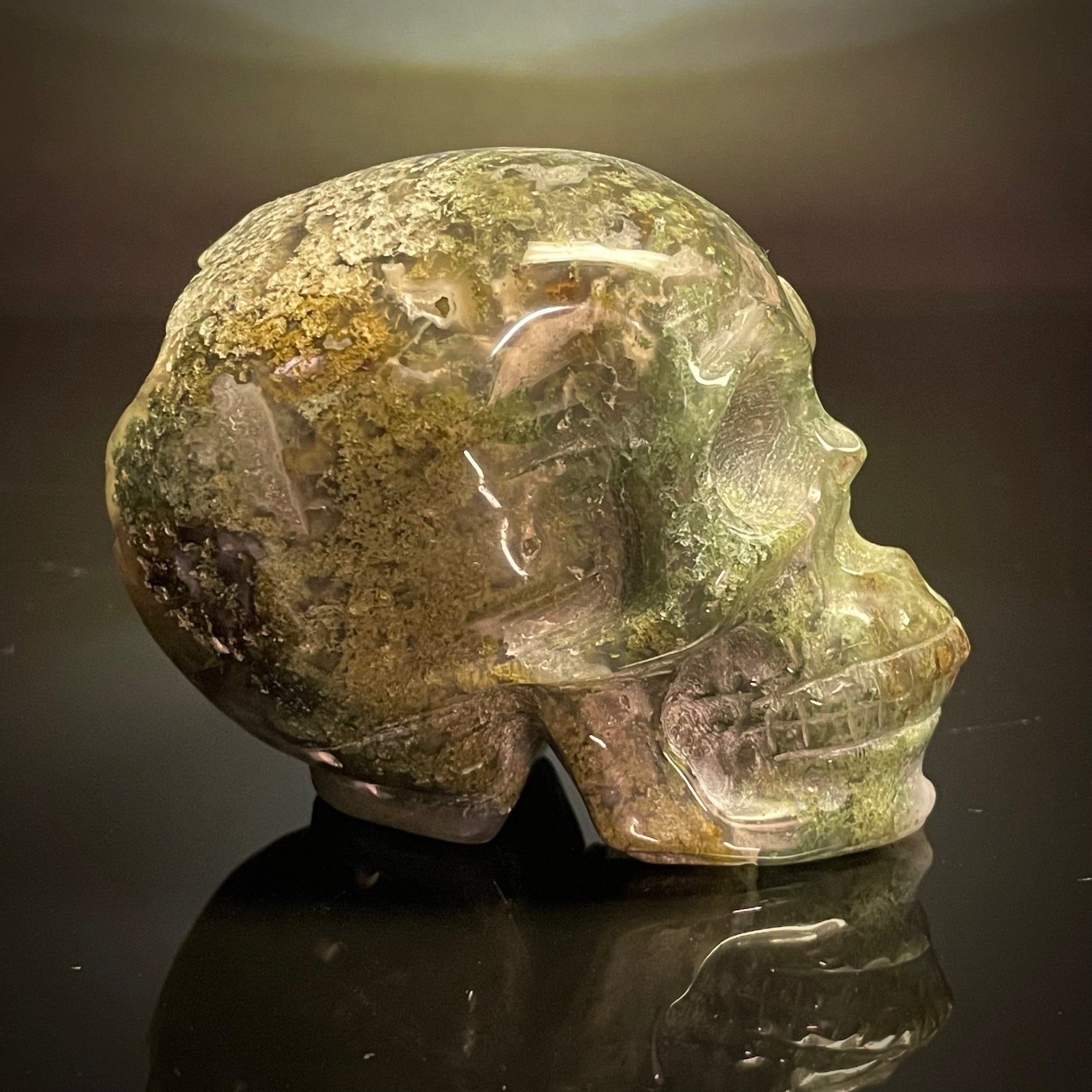 Moss Agate Skull