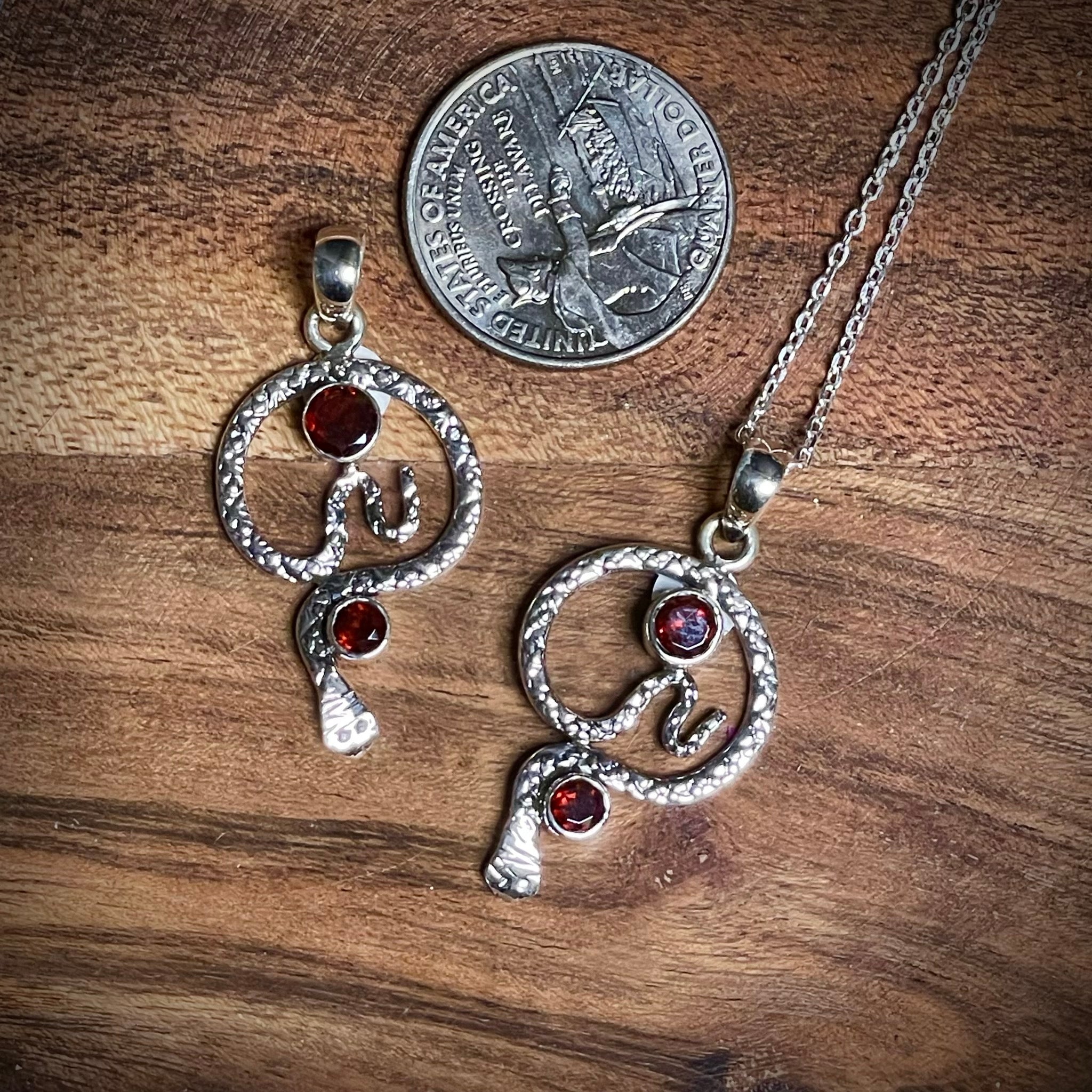 Garnet Snake Pendant