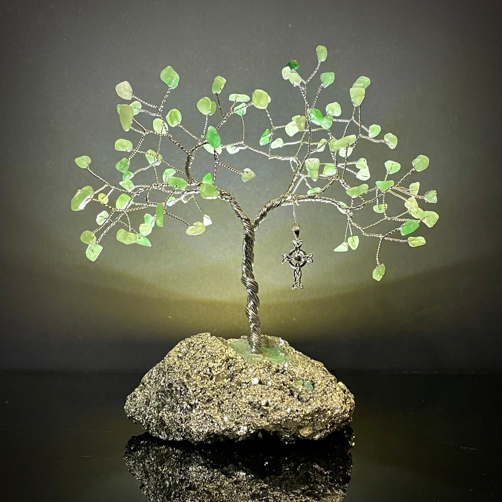 Green Aventurine on Pyrite Mojo Tree