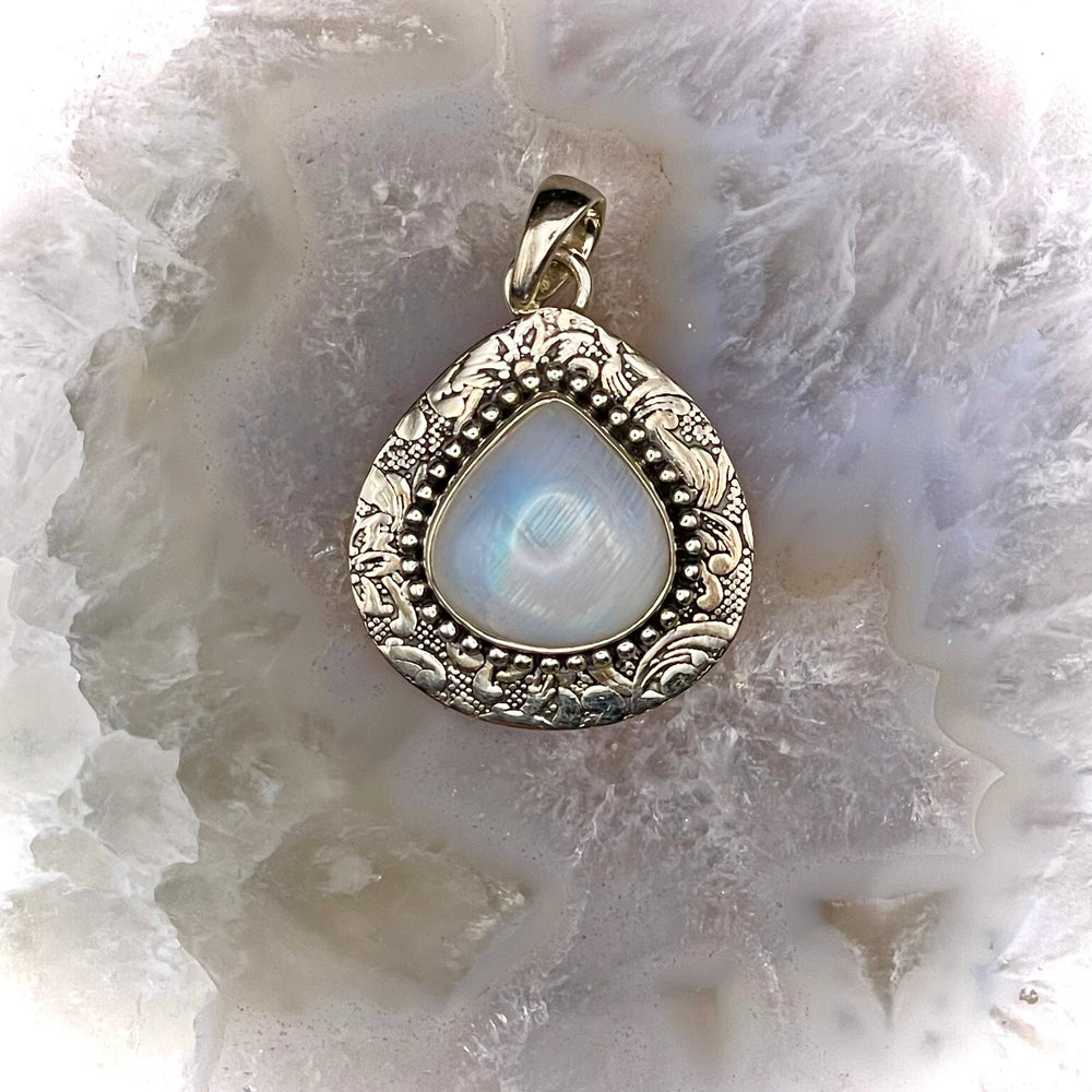 Teardrop Moonstone Pendant Sterling Silver