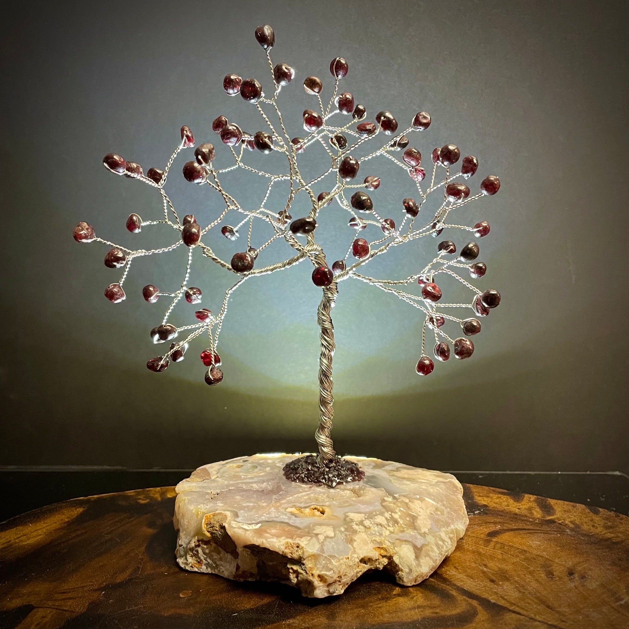 Garnet Mojo Tree on Pink Amethyst