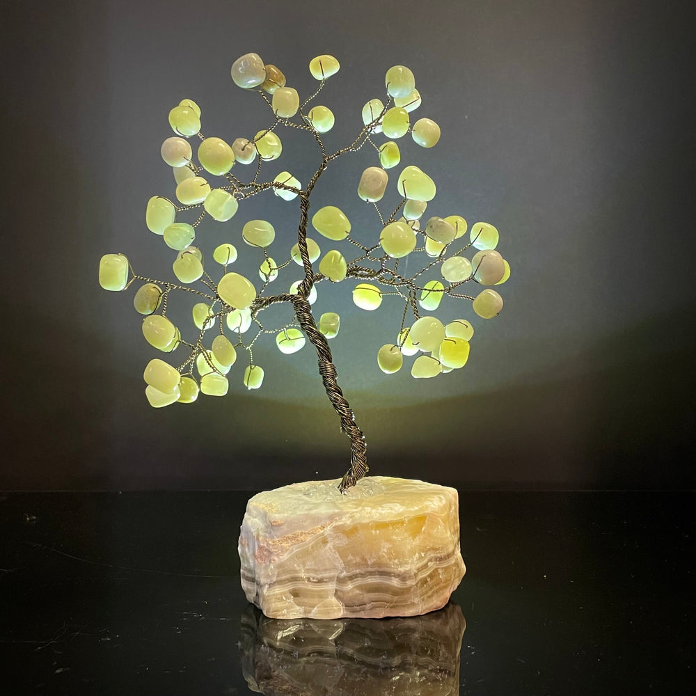 Serpentine Mojo Tree on Yellow Calcite