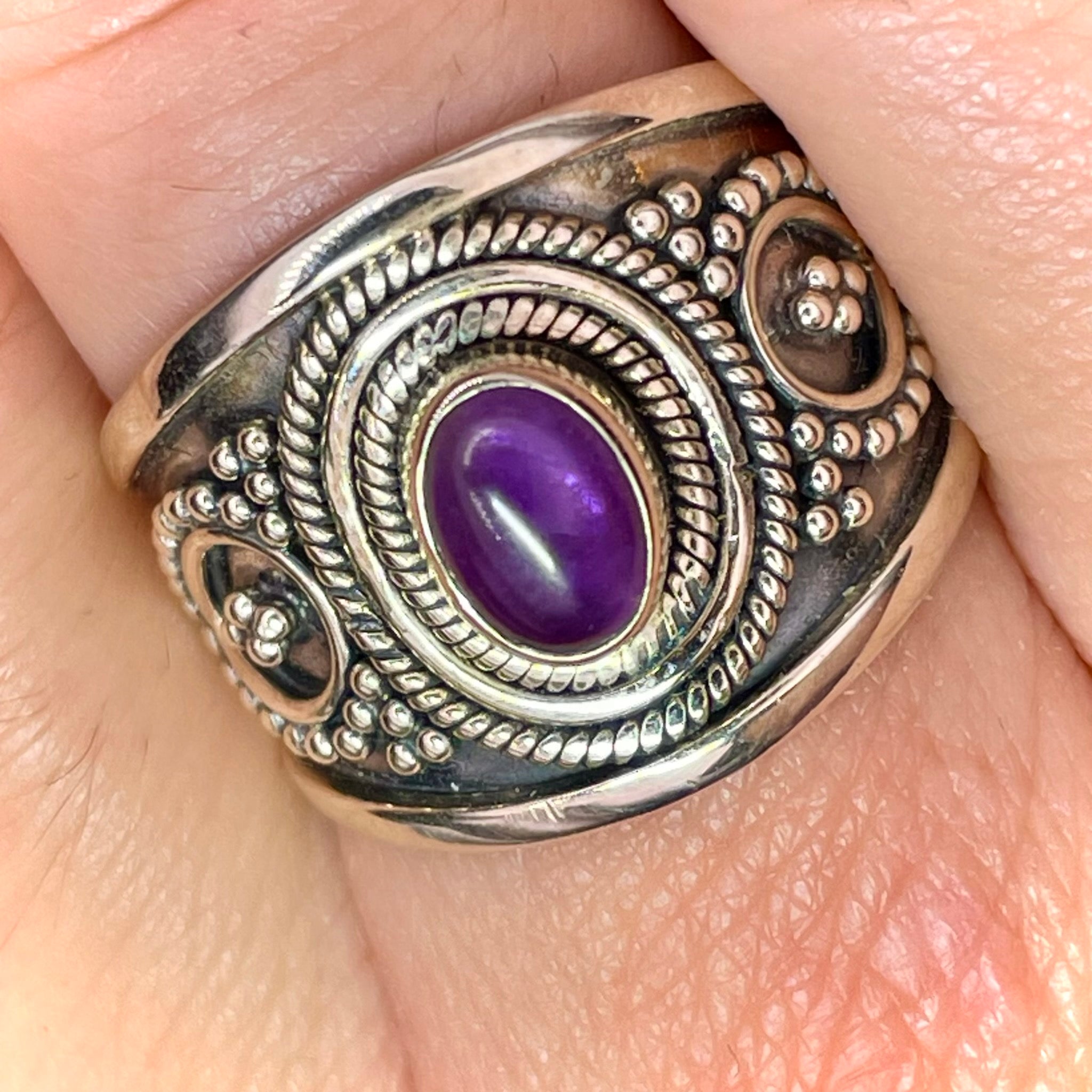 Oval Amethyst Ring Sterling Silver