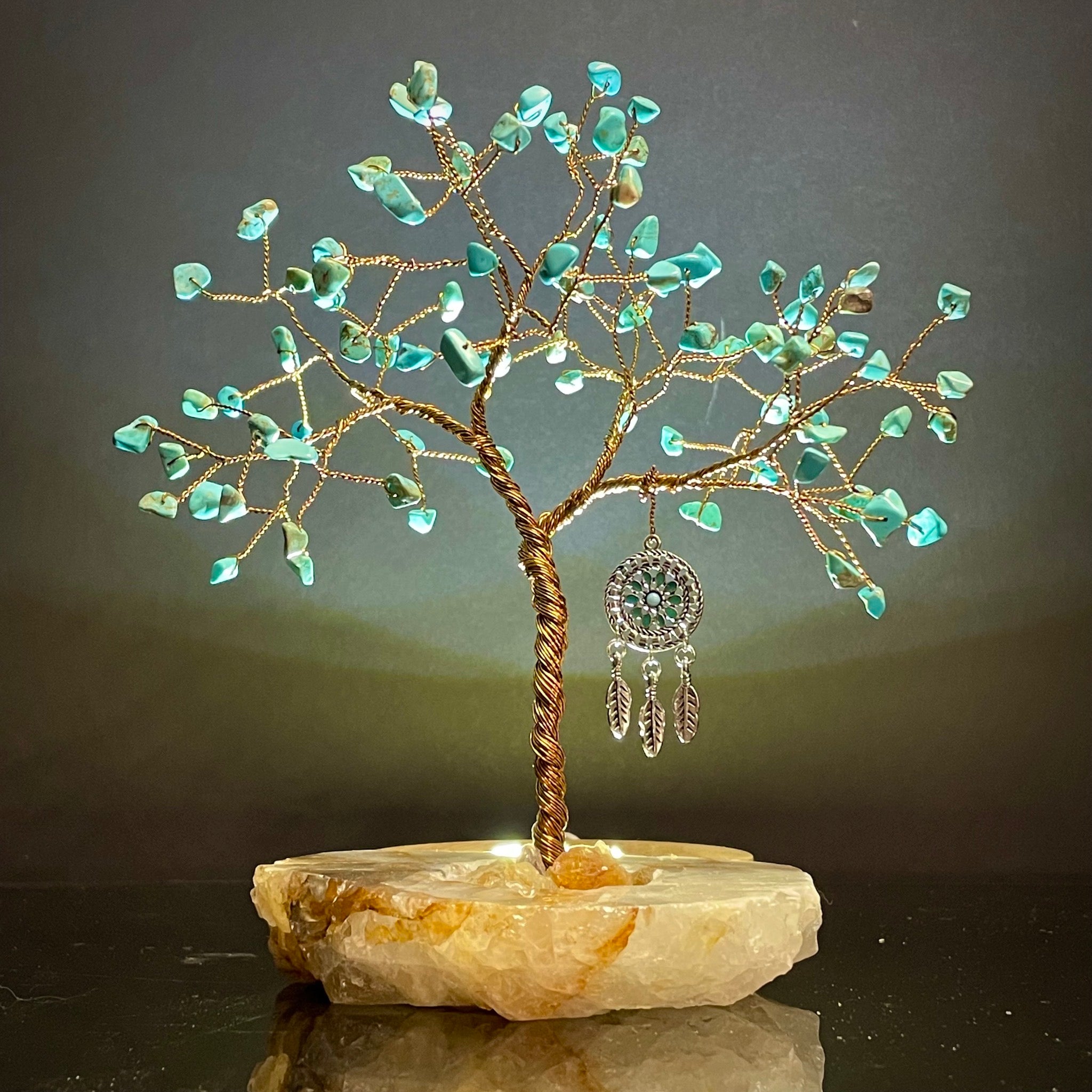 Dyed Howlite Mojo Tree on Golden Healer Base