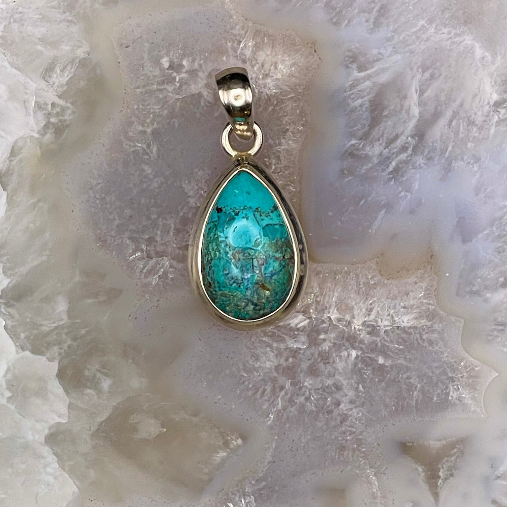 Teardrop Turquoise Pendant Sterling Silver