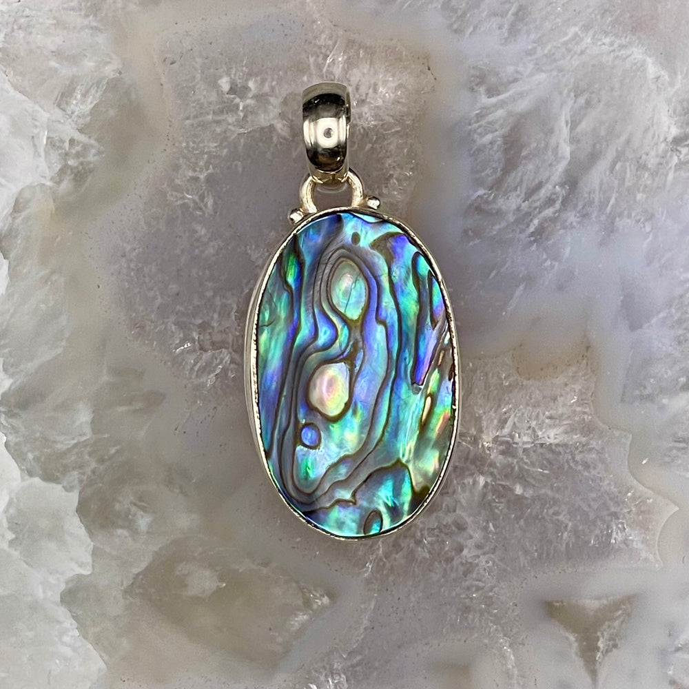 Oval Abalone Shell Pendant Sterling Silver