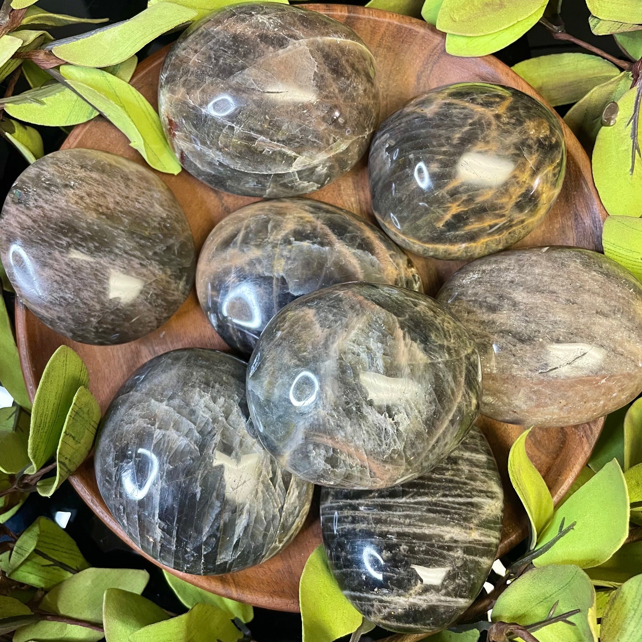 Black Moonstone Palm Stone