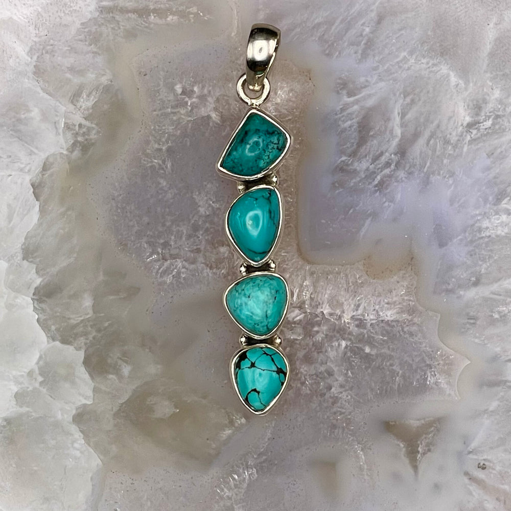 4 Stone Turquoise Pendant Sterling Silver