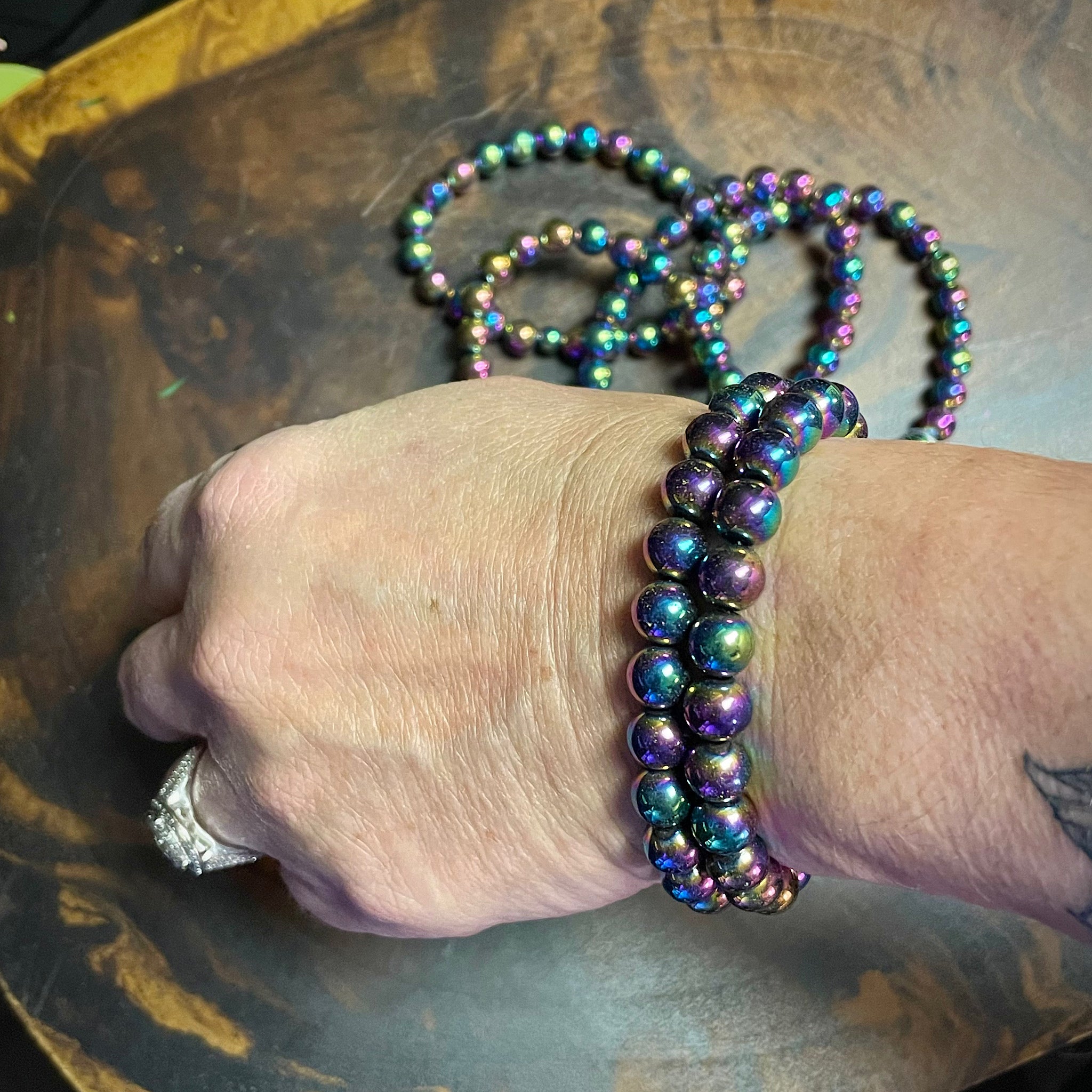 Rainbow Hematite Stretch Bracelet