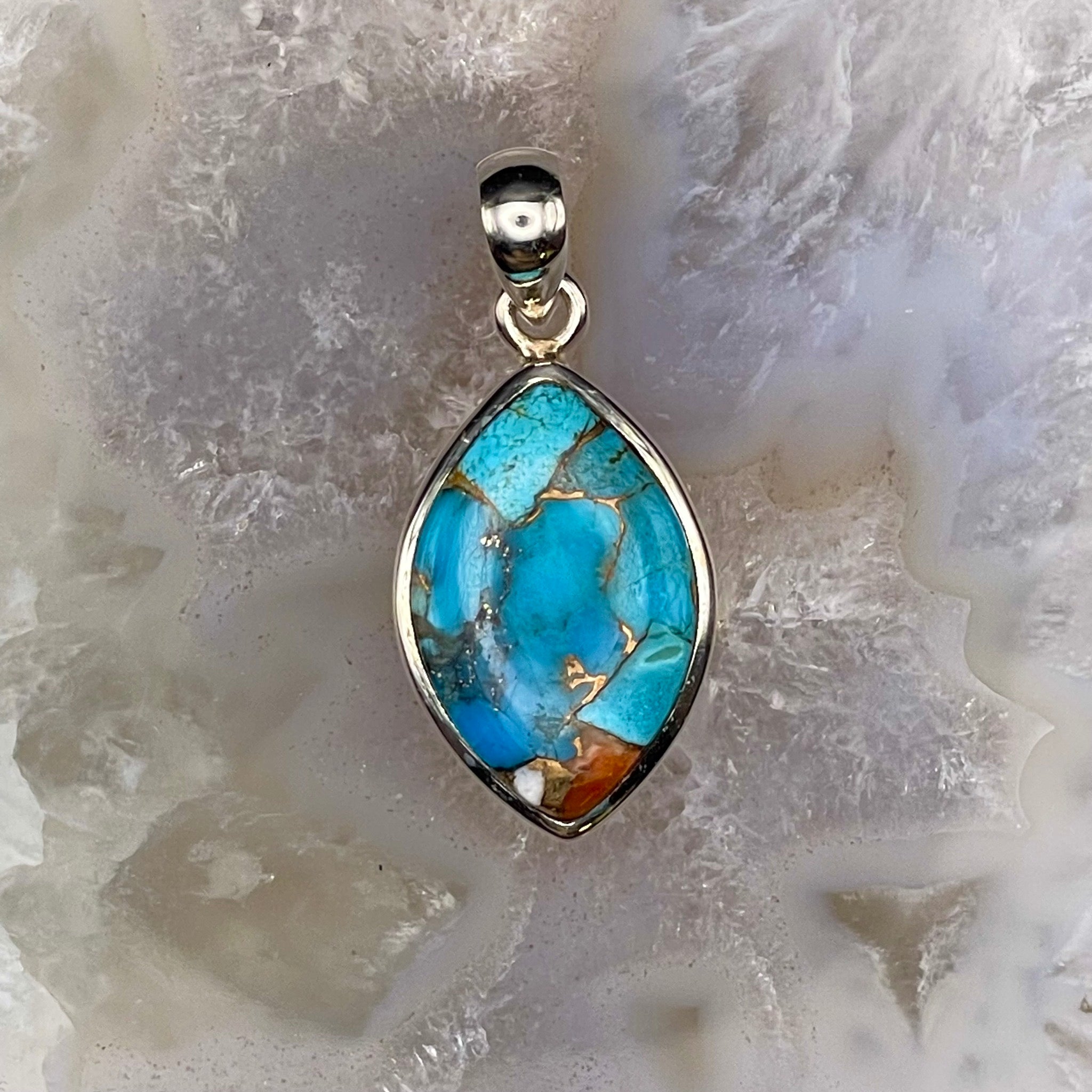 Mohave Copper Turquoise Pendant Sterling Silver