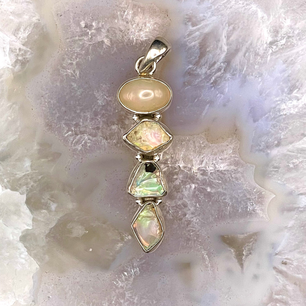 4 Stone Opal Pendant Sterling Silver