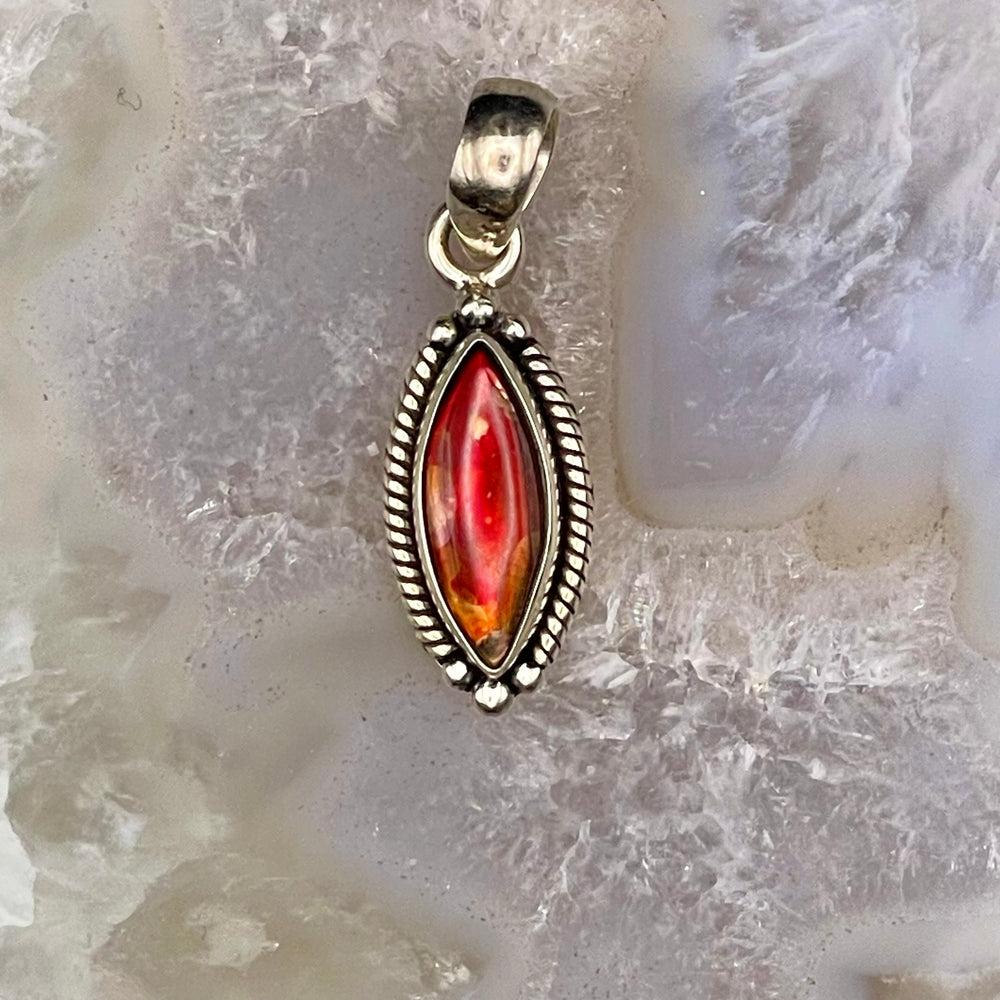 Oval Ammolite Pendant Sterling Silver