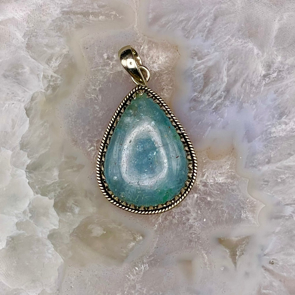 Teardrop Aquamarine Pendant Sterling Silver