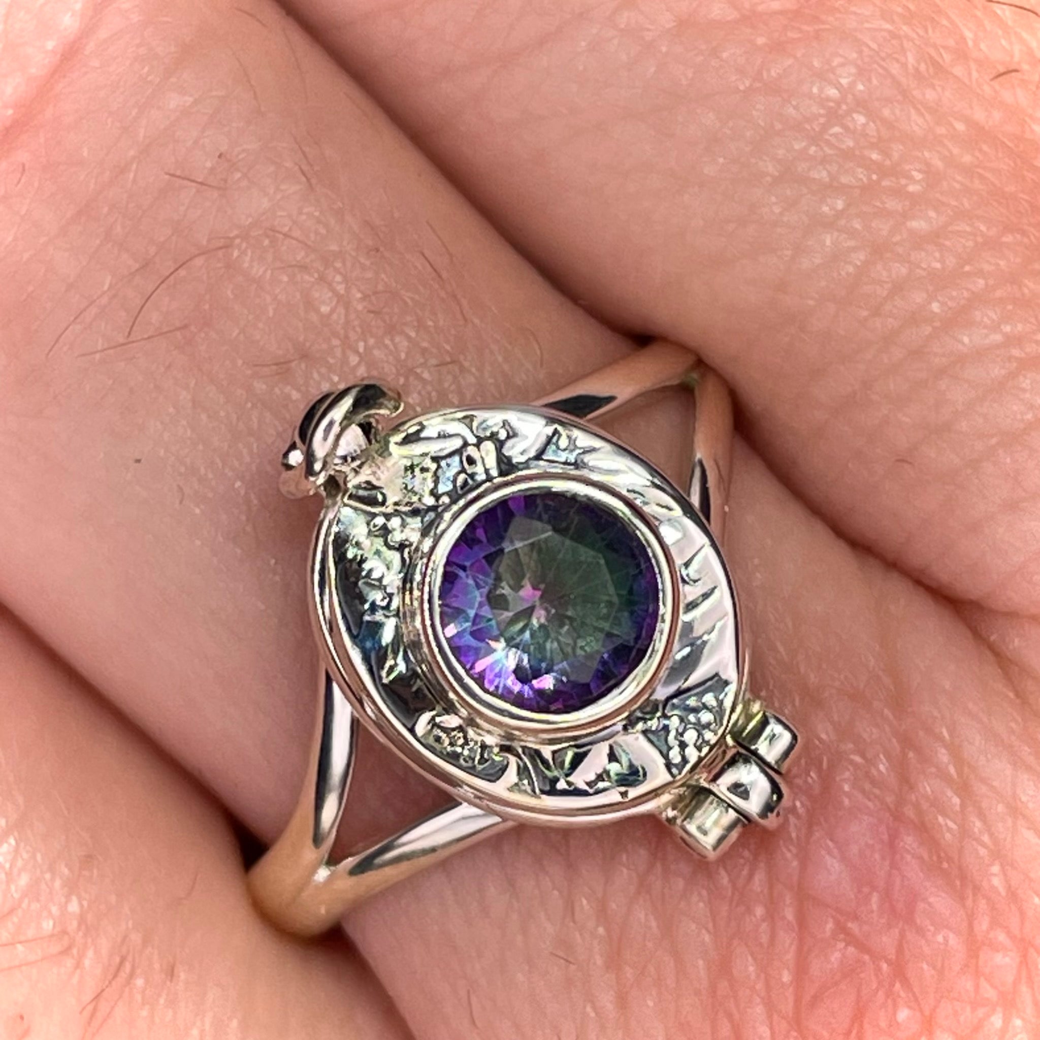 Mystic Quartz Poison Ring Sterling Silver