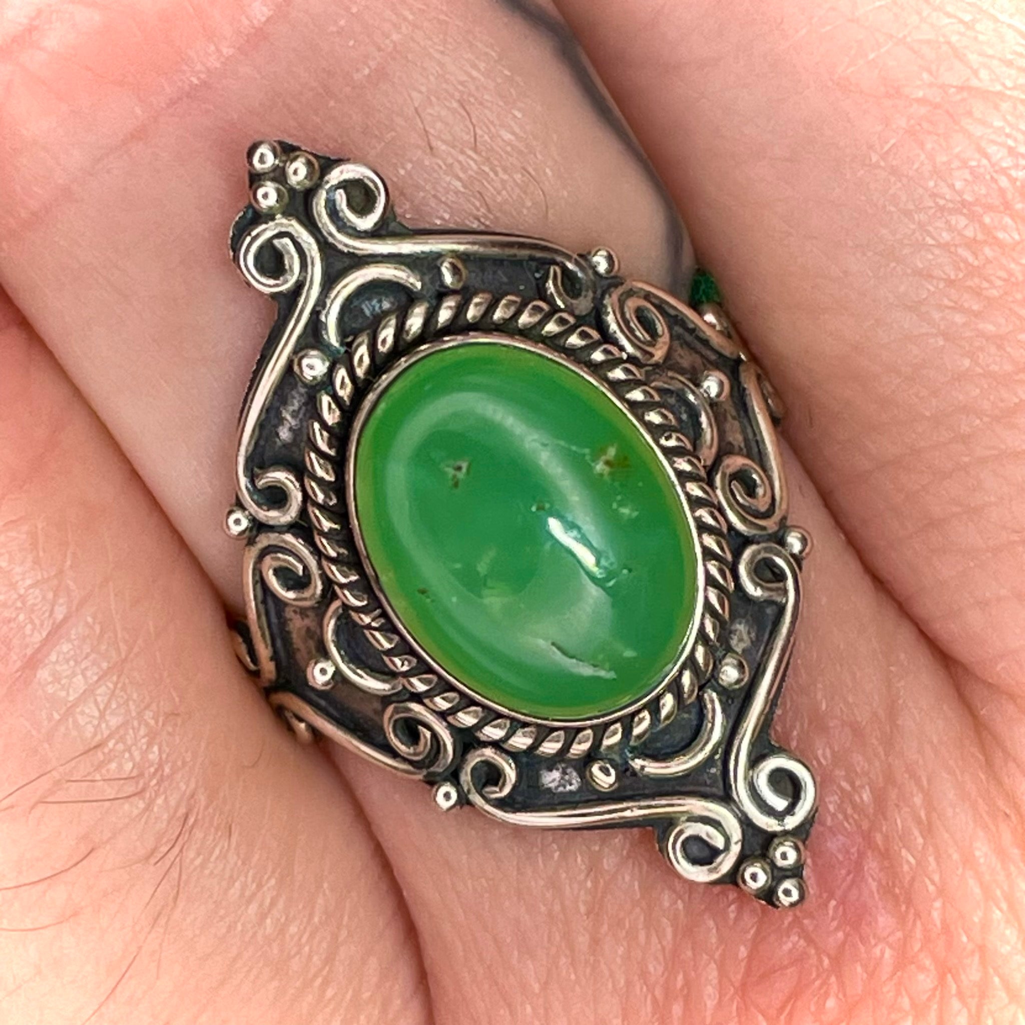 Chrysoprase Ring Sterling Silver